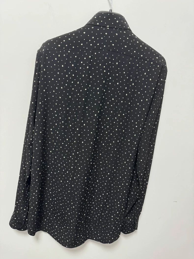 Saint Laurent Paris Saint Laurent Paris Saint Laurent Black Polka Dot Silk Shi Size US S / EU 44-46 / 1 - 4 Thumbnail