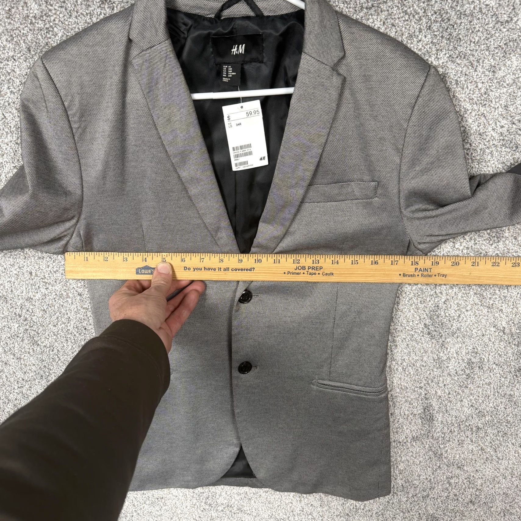 H&M H&M Blazer Mens 34R Gray Cotton Blend Elbow Patch Sport Coat Preppy Old Money Size 34R - 5 Thumbnail