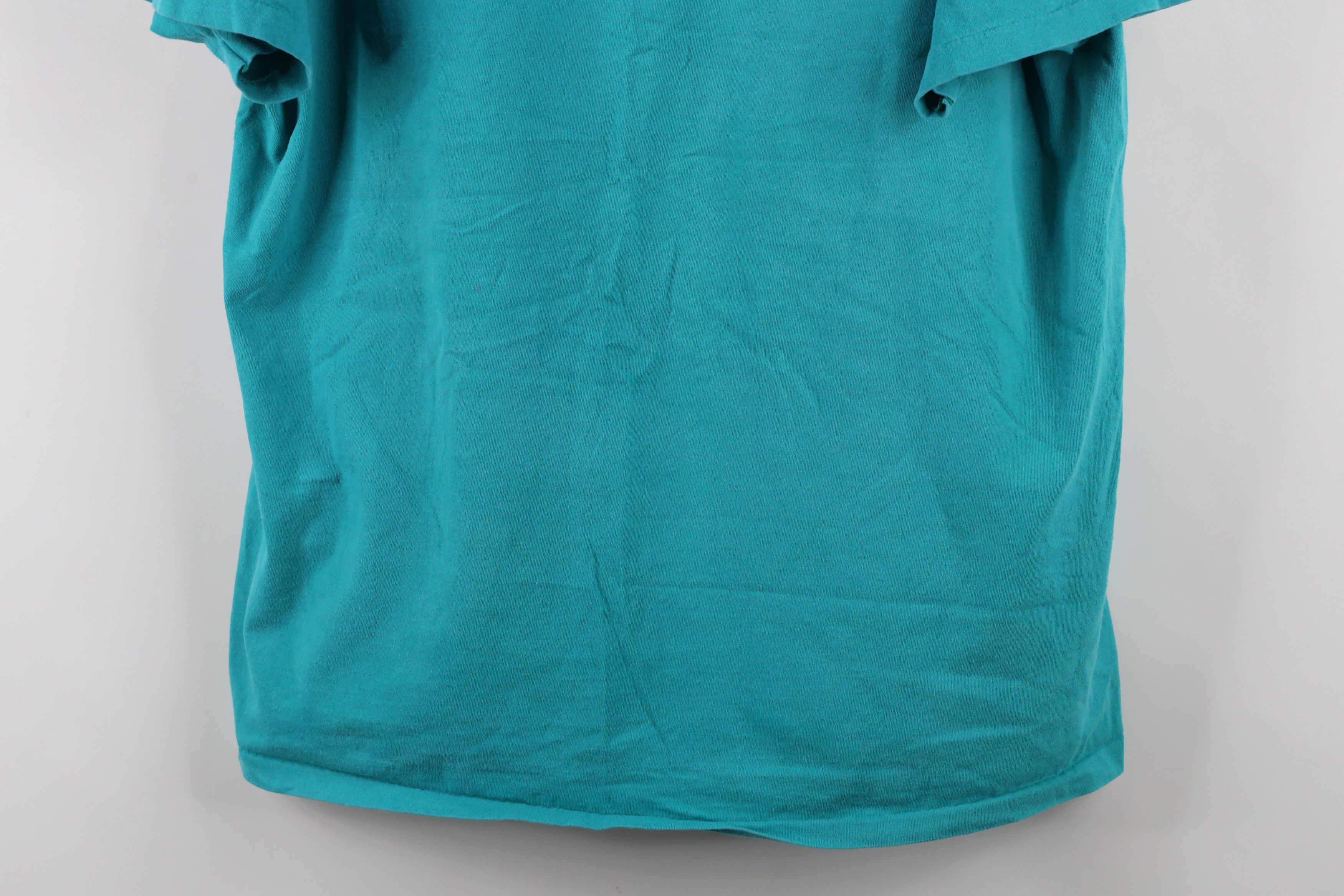 Vintage Vintage 90s Streetwear Distressed Blank Cotton T-Shirt Teal Size US XL / EU 56 / 4 - 3 Thumbnail