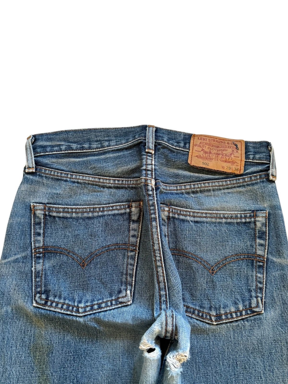 Levi's Vintage 80s Levis 502 Big E Selvedge Mud Wash Distress Jeans Size US 28 / EU 44 - 9 Thumbnail