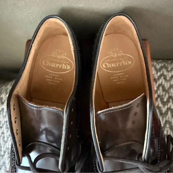 Church's Church's BROOKLAND Dark Brown Leather Wingtip Derby Shoes Size US 7 / EU 40 - 3 Thumbnail