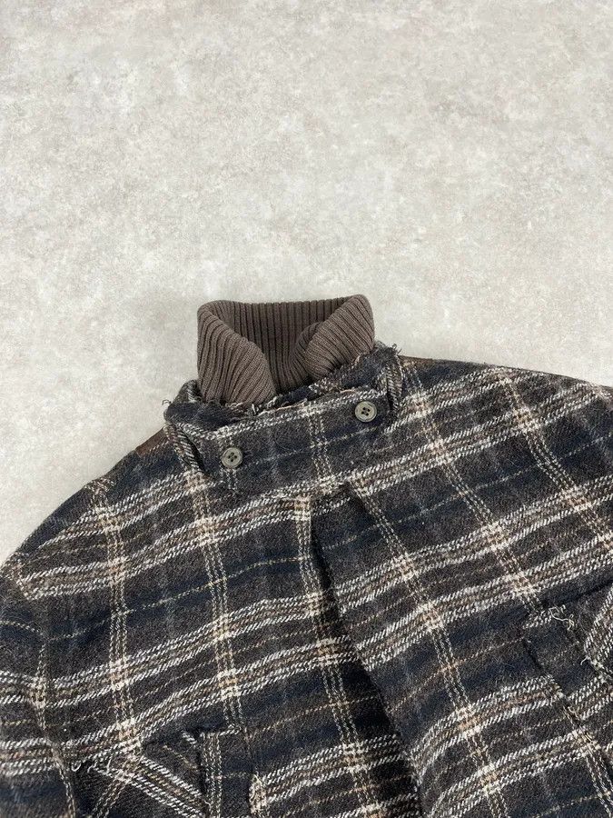 Dolce & Gabbana 2000s Dolce & Gabbana Brown Checkered Hybrid Wool Jacket Size 44R - 9 Thumbnail