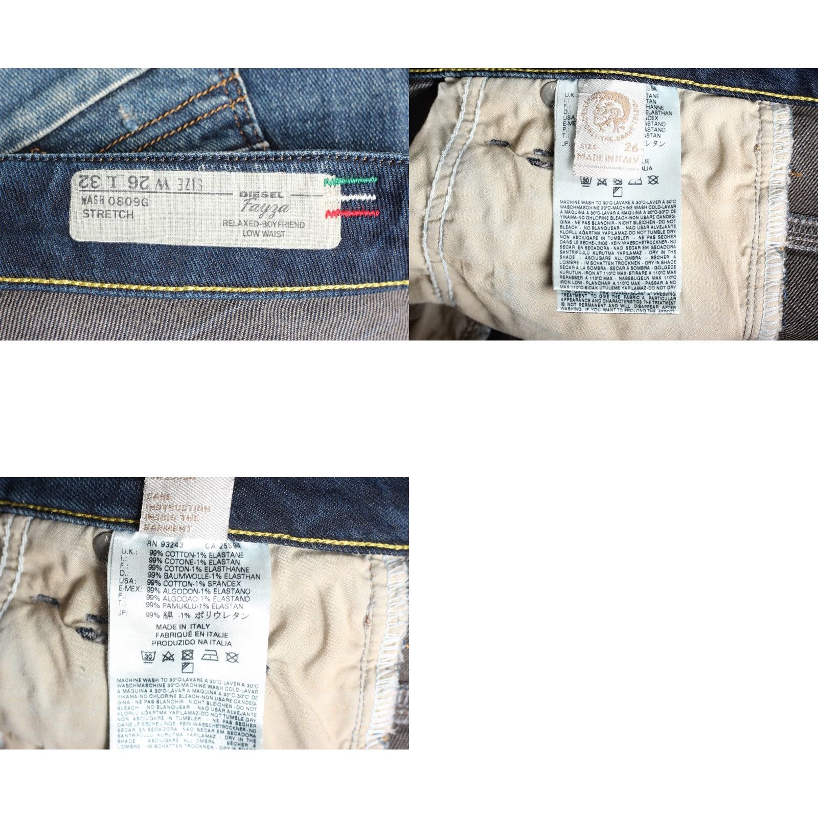 Diesel DIESEL FAYZA 0809G Stretch Jeans Women W26 L32 Inseam ~25" Relaxed Boyfriend Size 26" / US 2 / IT 38 - 8 Thumbnail