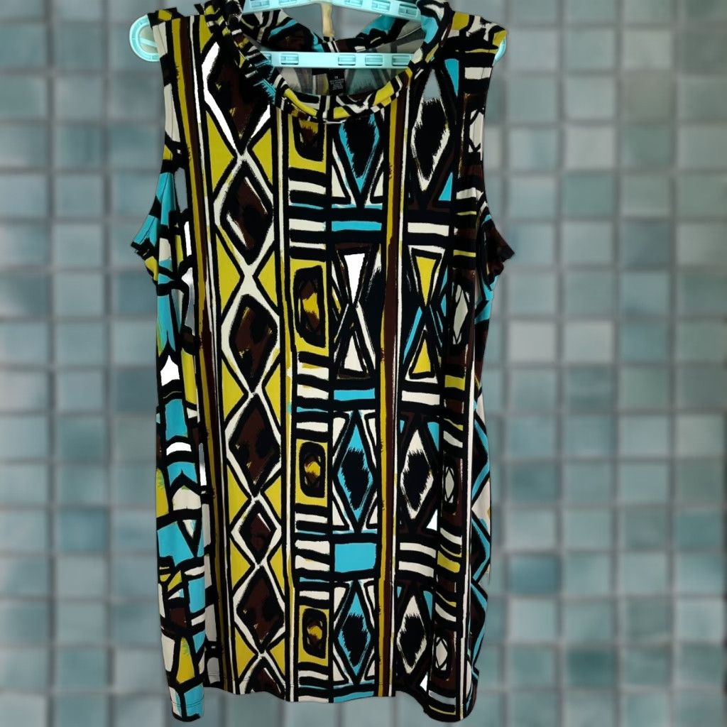 Alfani Alfani Party Cocktail Sleeveless Midi Dress Geometric Womens Size 1X Size XL / US 12-14 / IT 48-50 - 1 Thumbnail