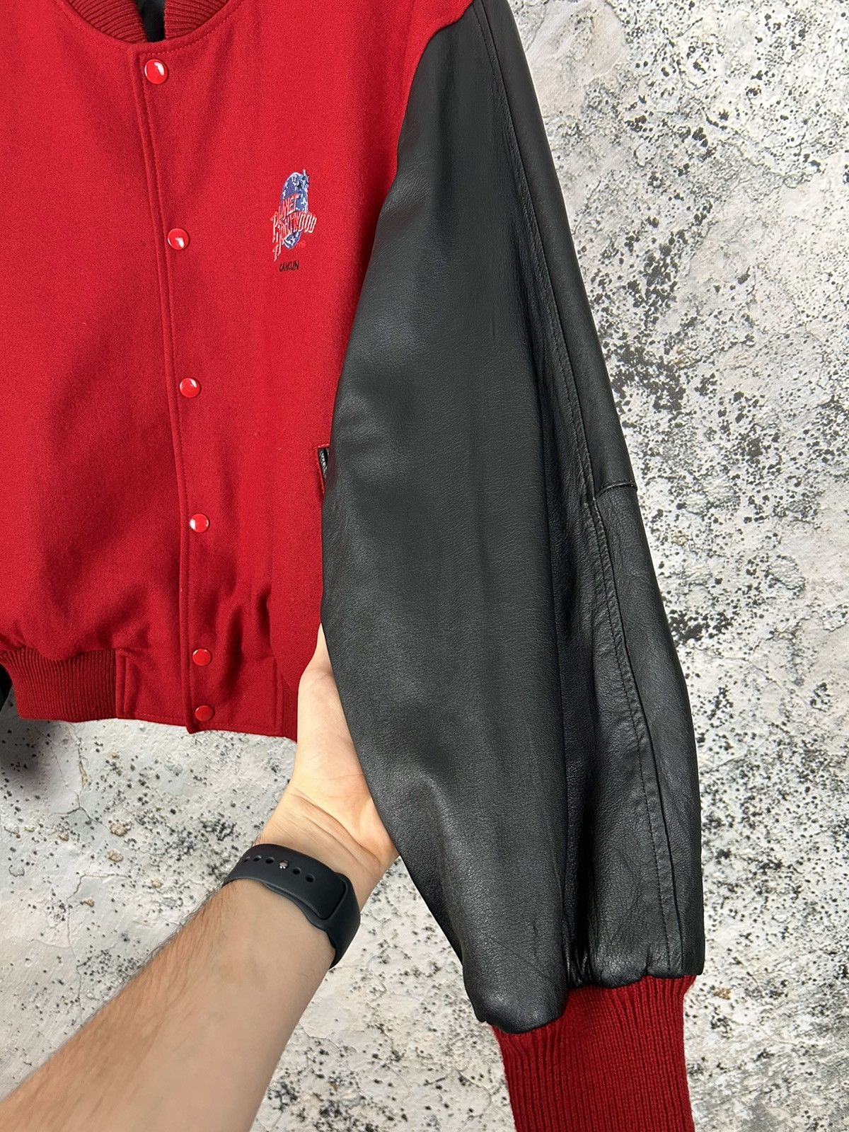 Planet Hollywood Vintage Planet Hollywood Varsity Bomber Jacket Wool Leather Size US M / EU 48-50 / 2 - 6 Thumbnail