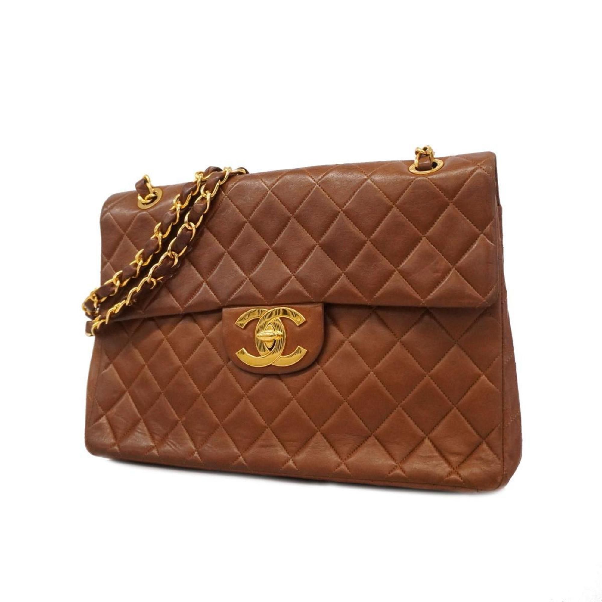 image of Chanel Shoulder Bag Deca Matelasse W Chain Lambskin Brown Women's