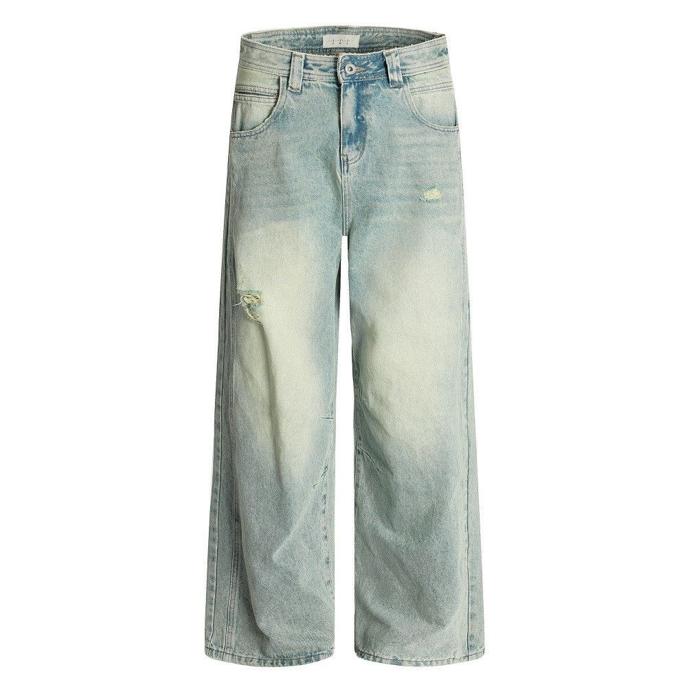 Japanese Brand × Jean Men's loose versatile casual punk washed distressed jeans Size US 34 / EU 50 - 1 Thumbnail