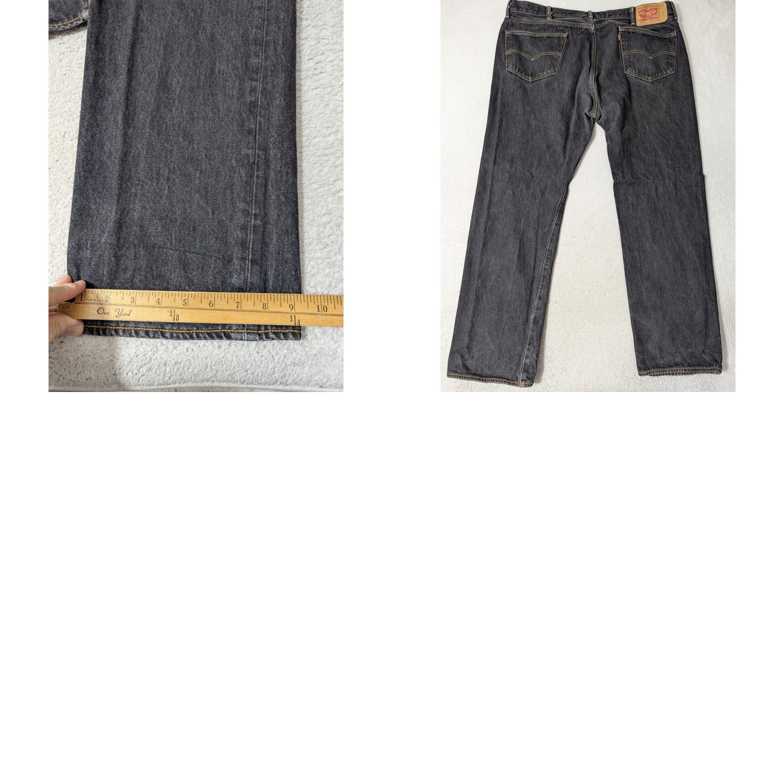 Levi's Levi's 501 Jeans Mens 44x34 Black Denim Button Fly Straight Leg 5-Pocket Classic Jeans Mens Black 90s Style Size US 44 / EU 60 - 8 Thumbnail