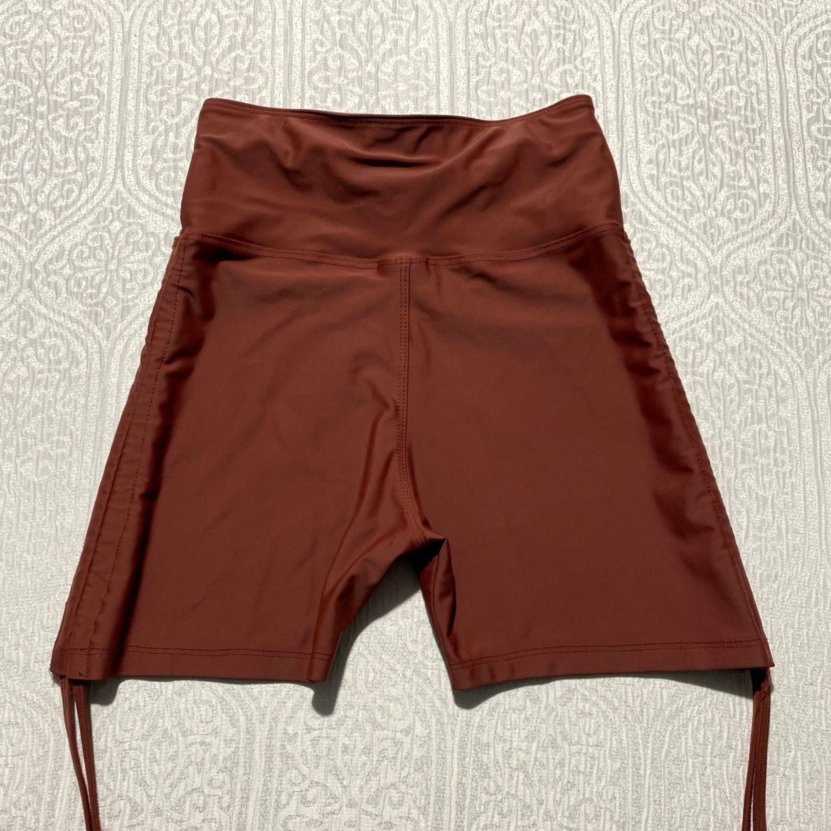 Nike Nike Pro Dri-Fit Biker Shorts Womens XS Rust Orange Ruched Sides High Waisted/Compression Shaping Size 26" / US 2 / IT 38 - 2 Thumbnail