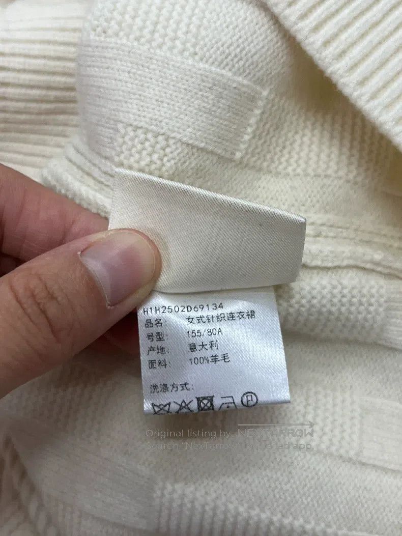 Hermes Hermes White Wool Knit Dress with Subtle Patterns Size XXS / US 00 / IT 34 - 5 Thumbnail
