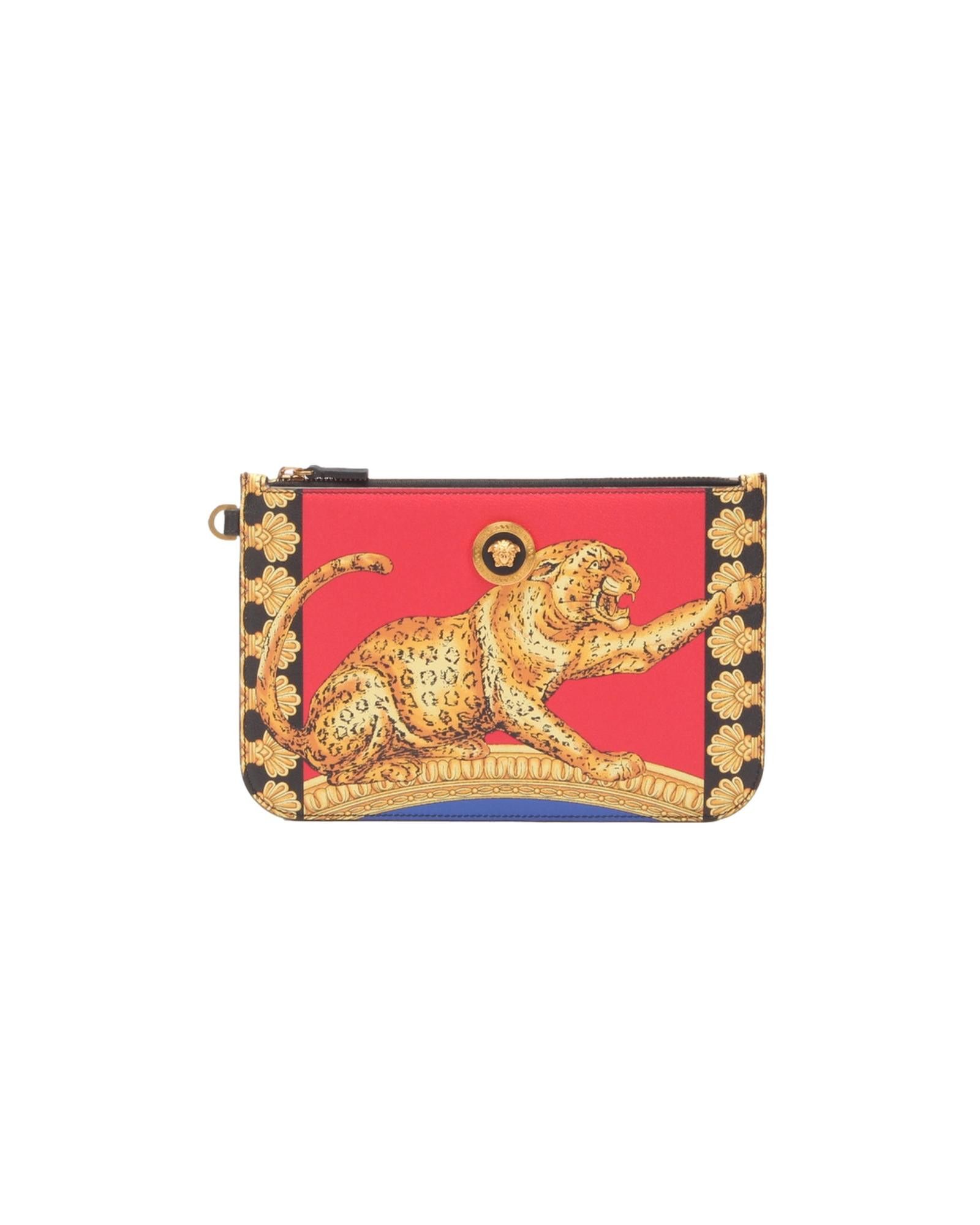 image of Versace Multicolor Baroque Leopard Clutch Bag, Women's