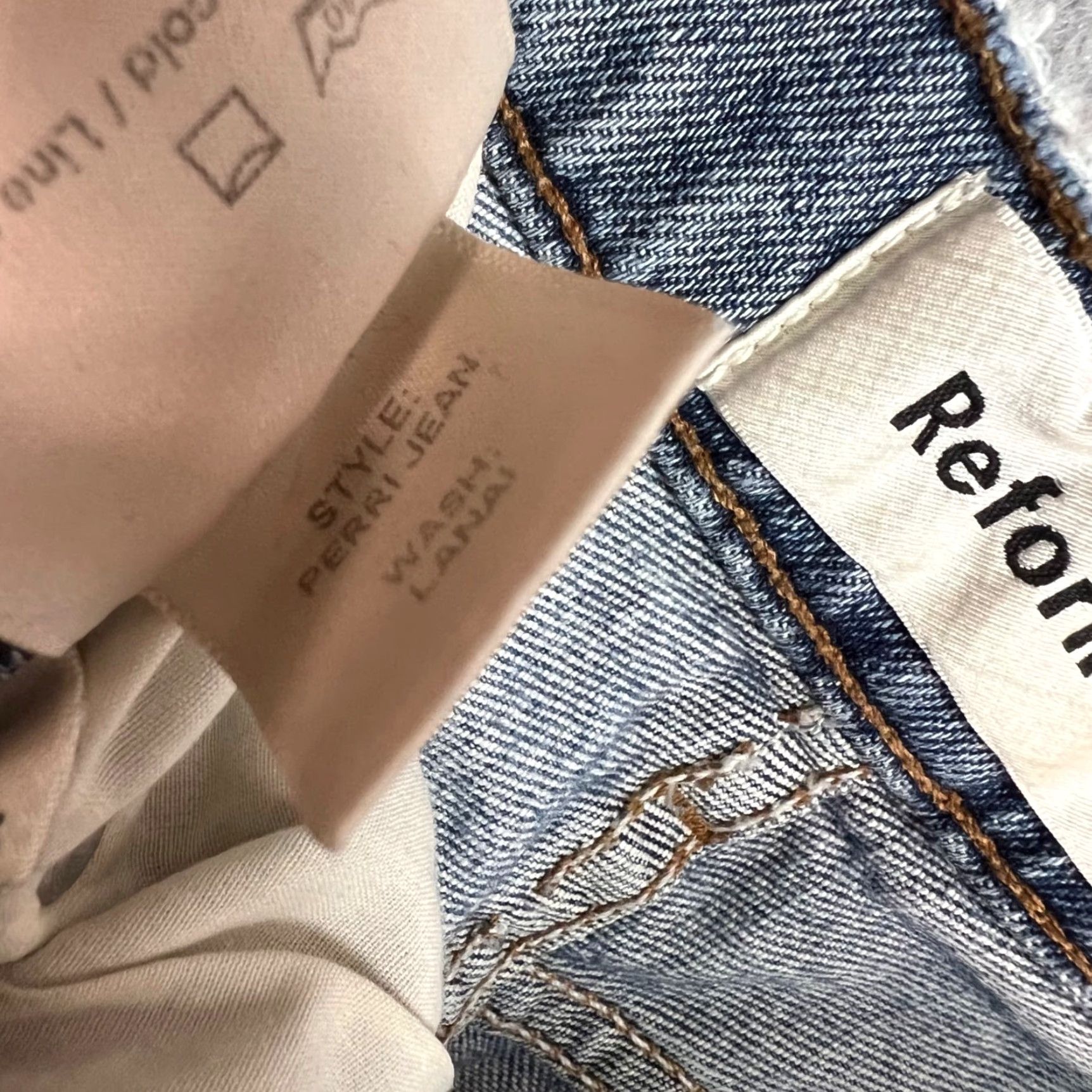 Reformation Reformation Jeans Perri Denim Distressed Blue 23 High-Rise Womens Straight Jeans Size 40" / US 18 - 5 Thumbnail