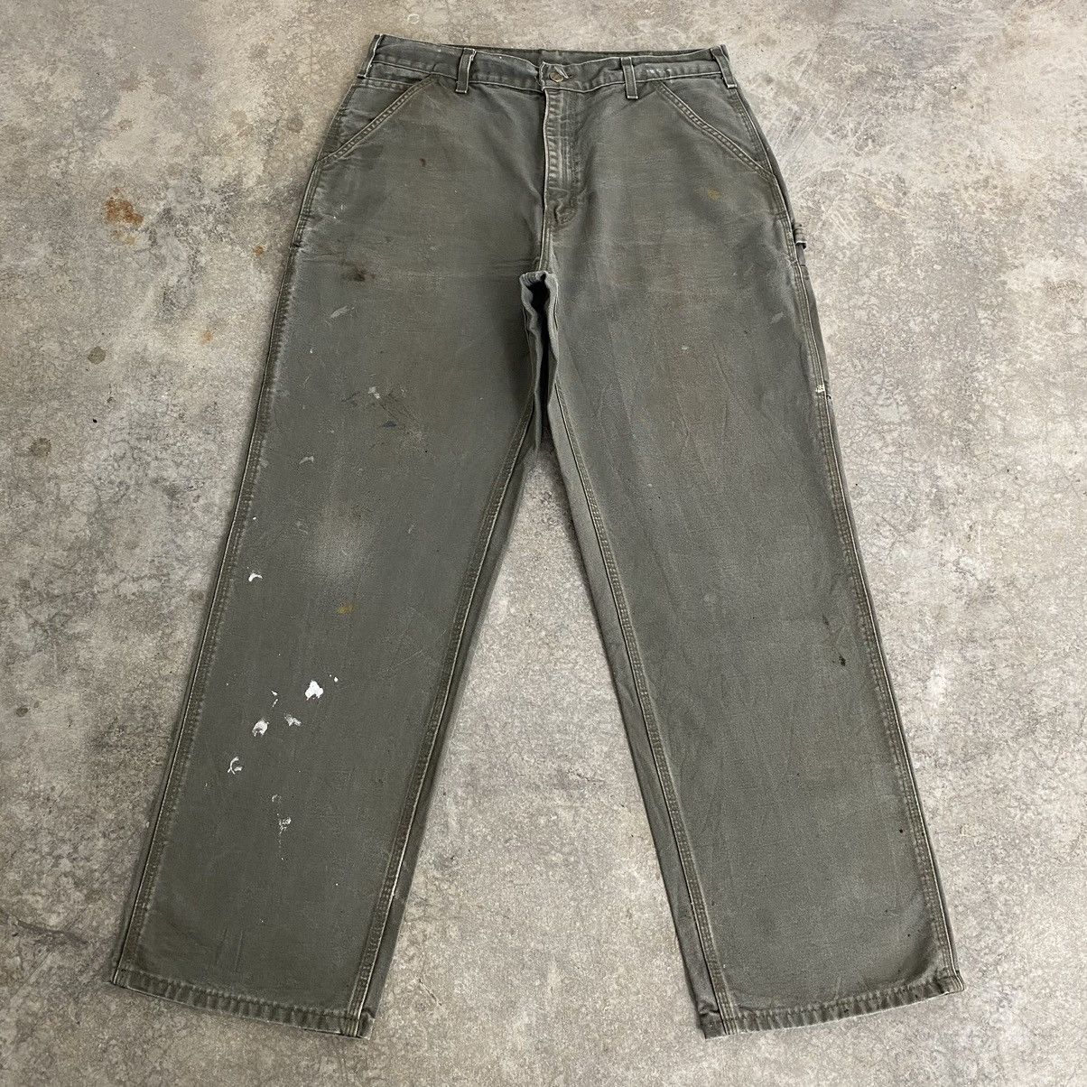 Carhartt Vintage Carhartt Moss Green Carpenter Workwear Pants Size US 34 / EU 50 - 1 Thumbnail