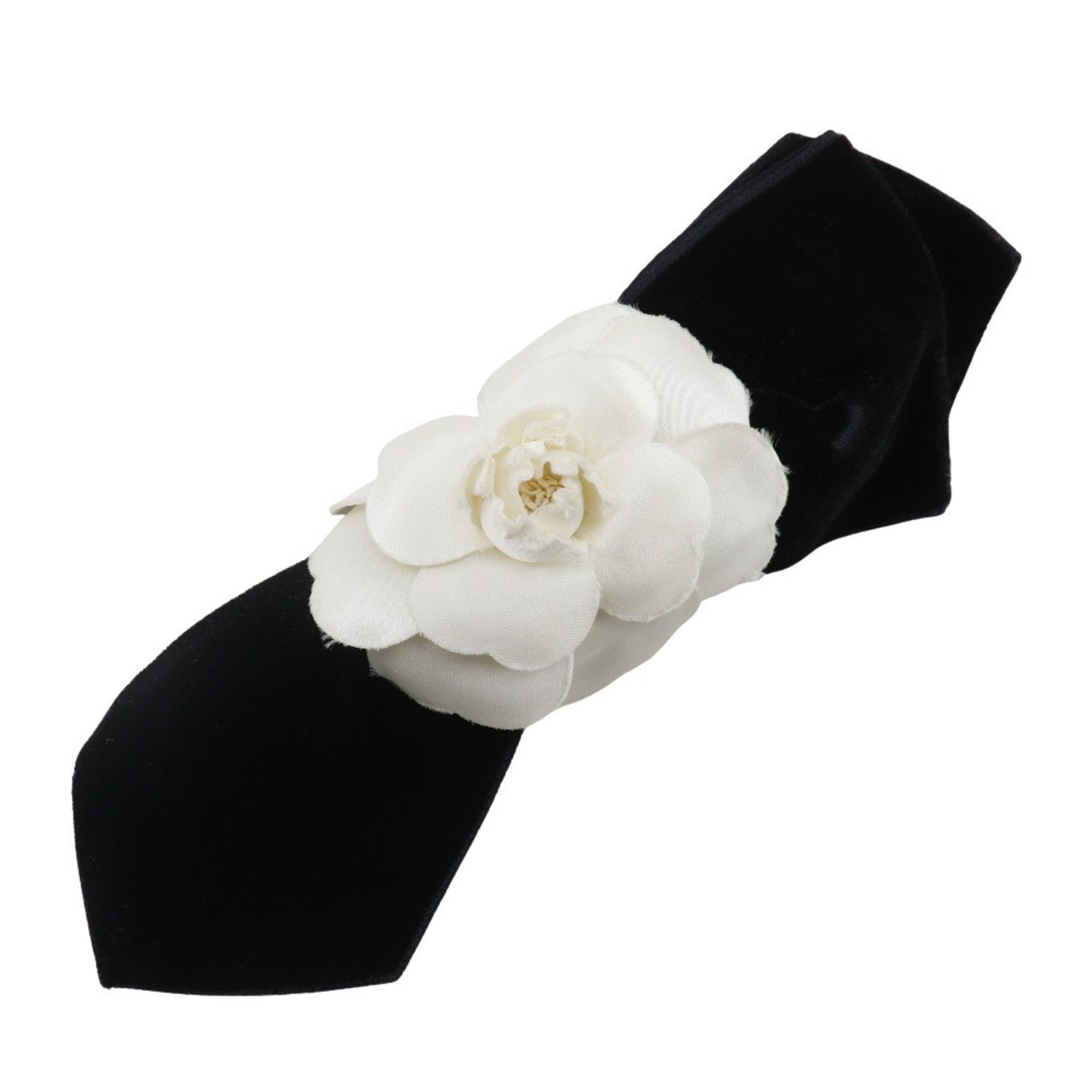 Chanel CHANEL Camellia Ribbon Barrette, Velvet, Black, Women's, B-Rank Size ONE SIZE - 1 Thumbnail