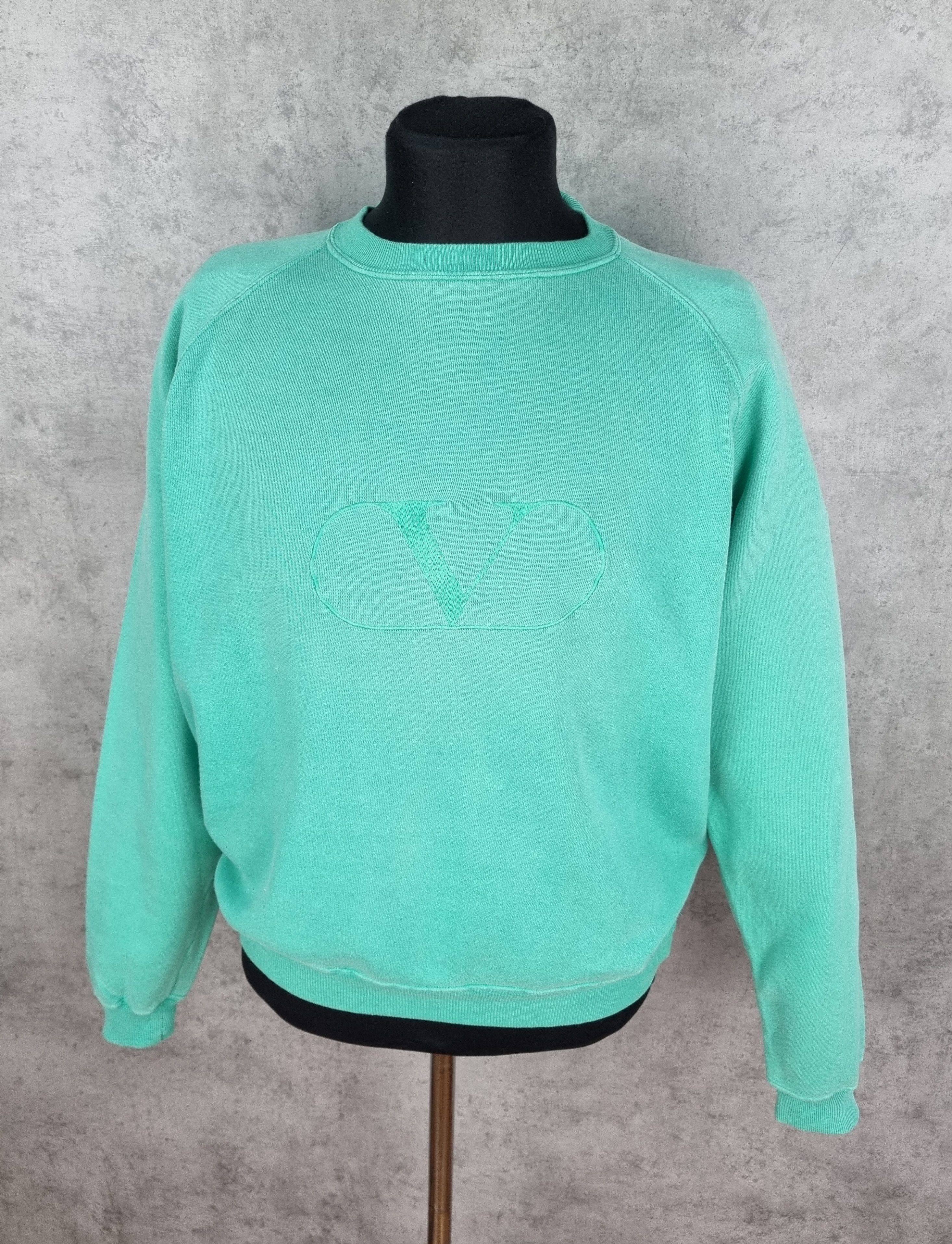Valentino × Vintage 90s Valentino Big Logo Oversized Mint Sweatshirt Size US M / EU 48-50 / 2 - 4 Thumbnail