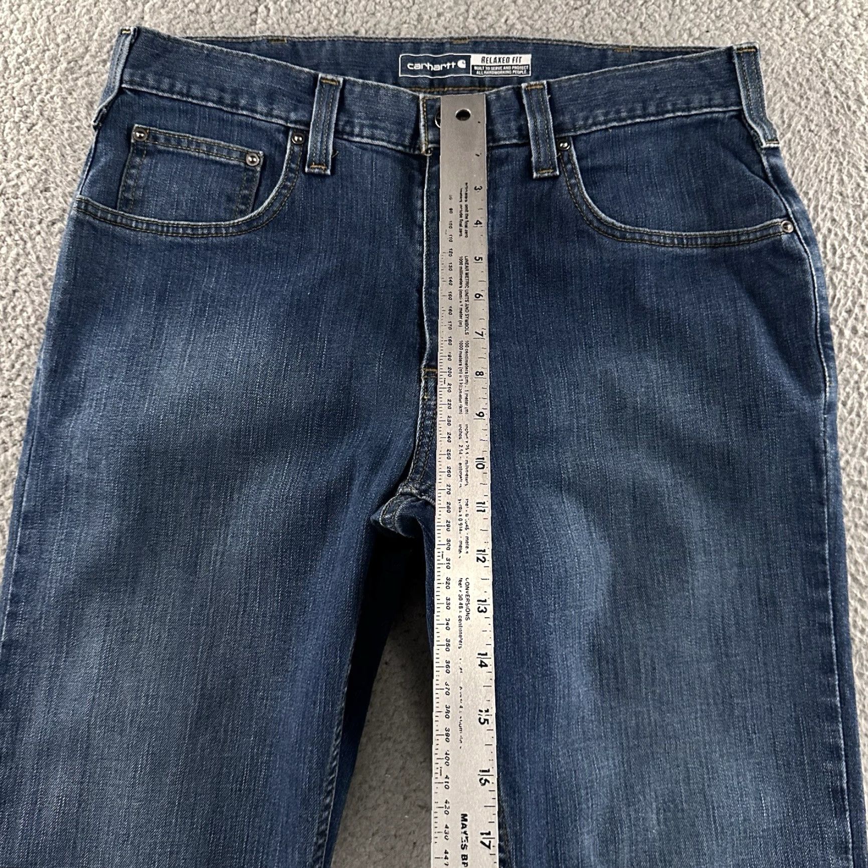 Carhartt Carhartt Jeans Blue 32x30 Relaxed Fit Rugged Flex 5 Pocket Cotton Blend Mens Denim Straight Pocket Quality Inseam 29" Regular, 32x30, Blue, Men Size US 32 / EU 48 - 5 Thumbnail