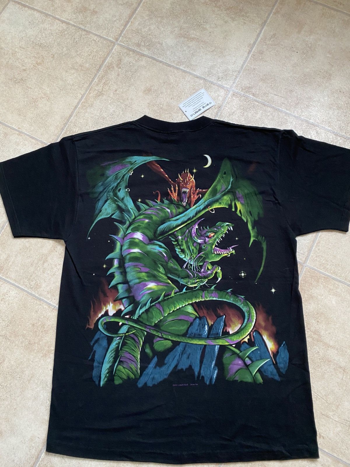Japanese Brand × Liquid Blue × Vintage Liquid Blue Rare 90s tee Green Dragon 2side Print Size US L / EU 52-54 / 3 - 11 Thumbnail