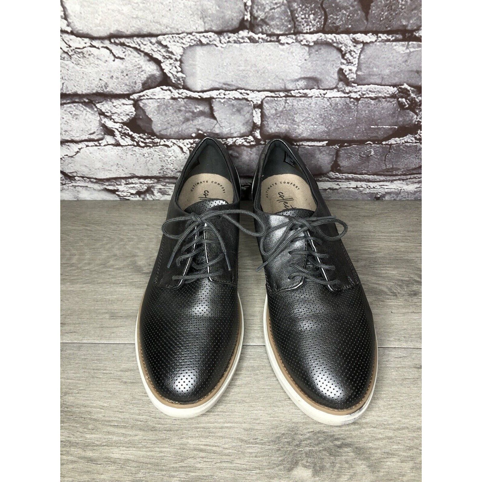 Clarks Clarks Collection Metallic Gunmetal Pewter Oxfords Shoes Wom Size US 8.5 / IT 38.5 - 18 Thumbnail
