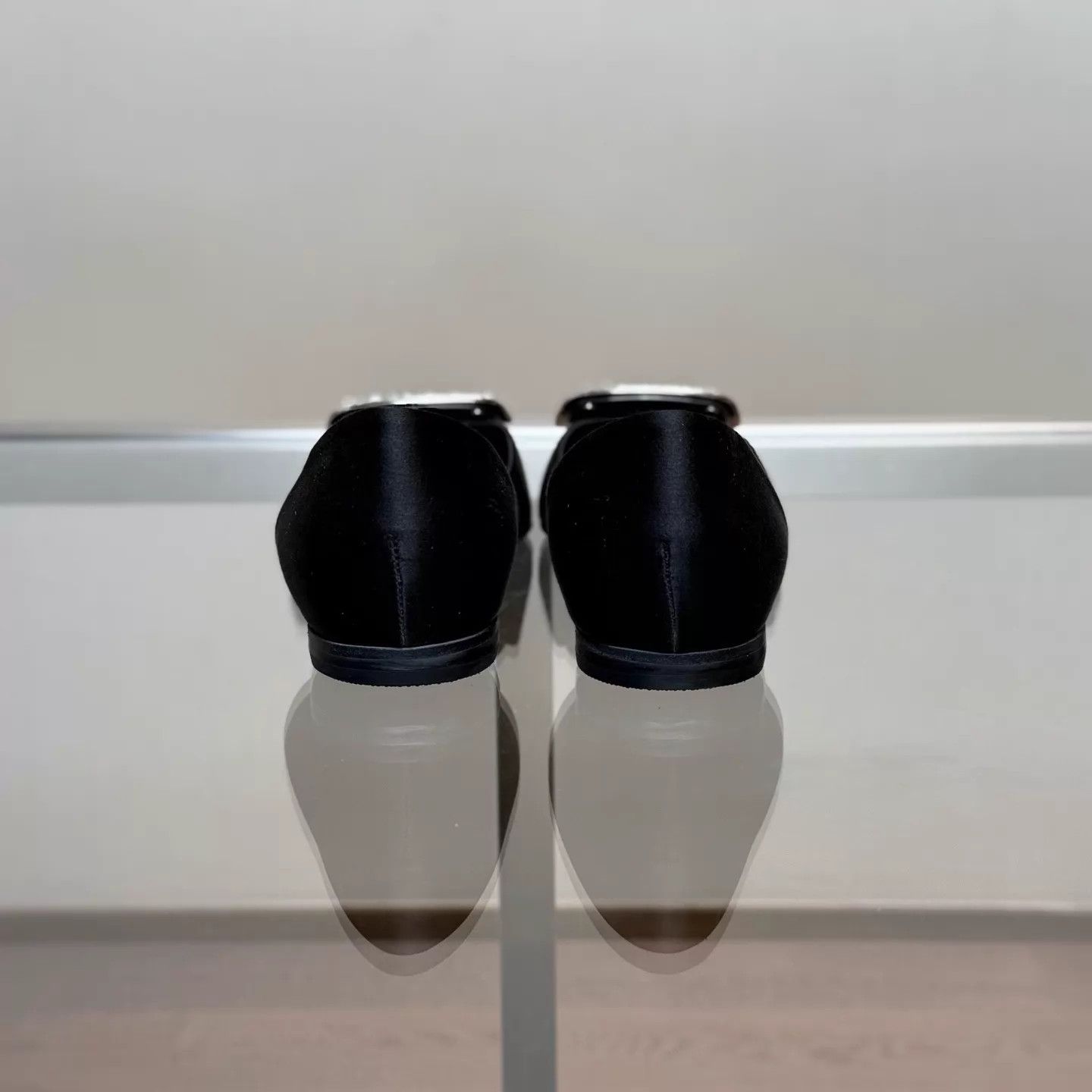 Roger Vivier Roger Vivier Black Satin Crystal Buckle 34.5 (99) Size US 4 / IT 34 - 4 Thumbnail