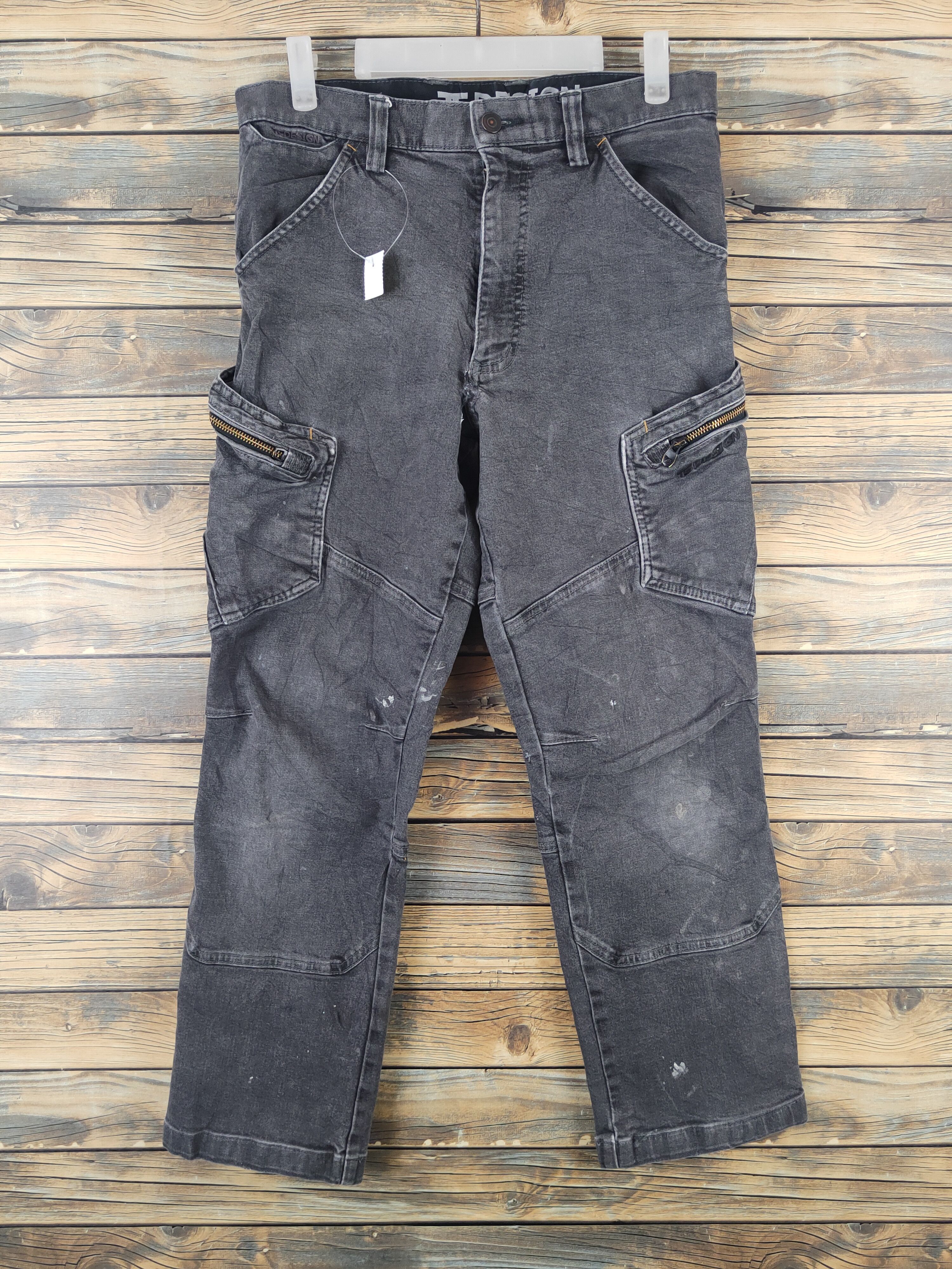 Japanese Brand TS Design Black cargo Distressed Ripped Jeans #W2190 Size US 30 / EU 46 - 1 Thumbnail