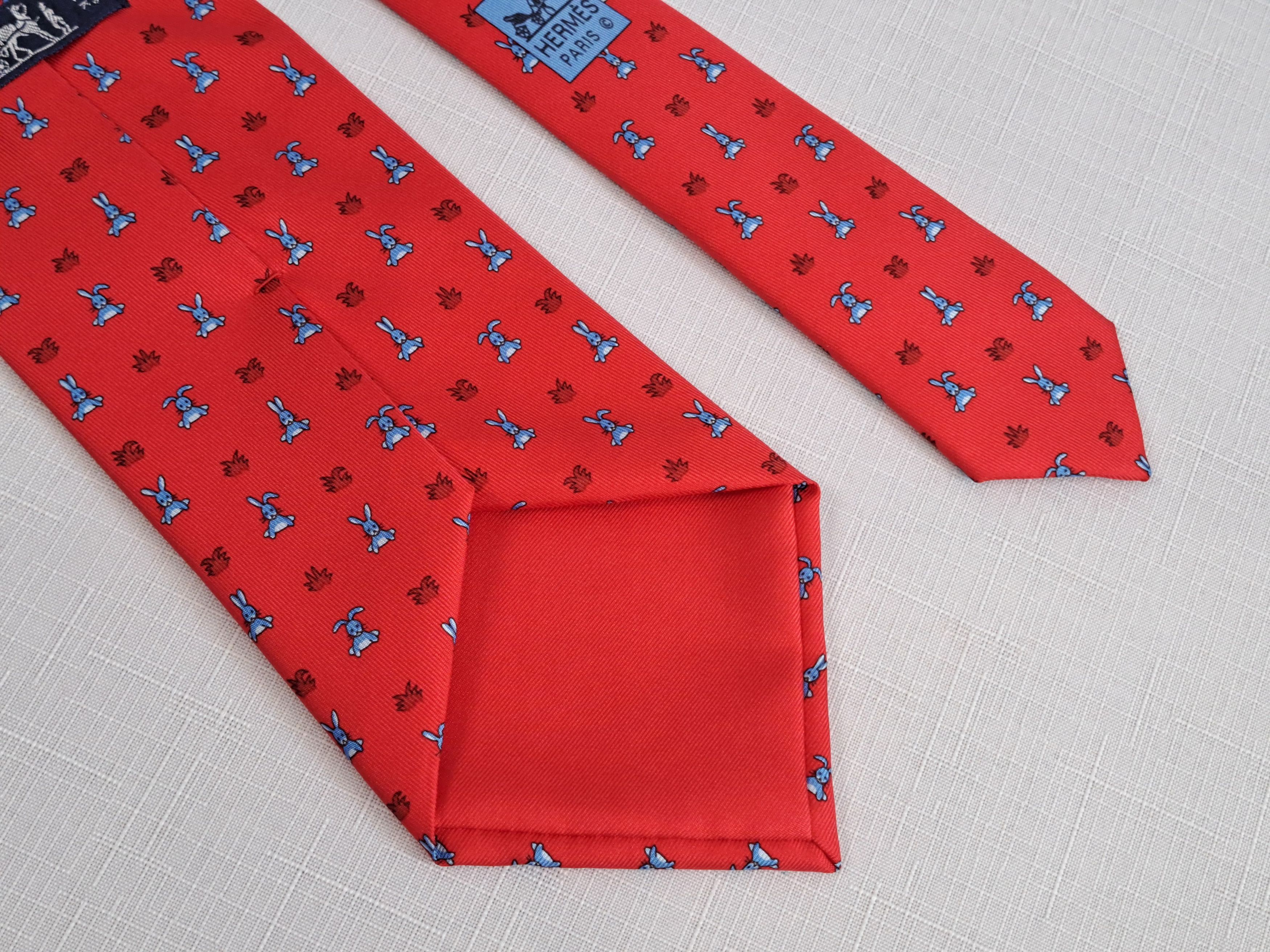Hermes HERMÈS Paris silk tie funny rabbits pattern 5243 SA. Size ONE SIZE - 8 Thumbnail