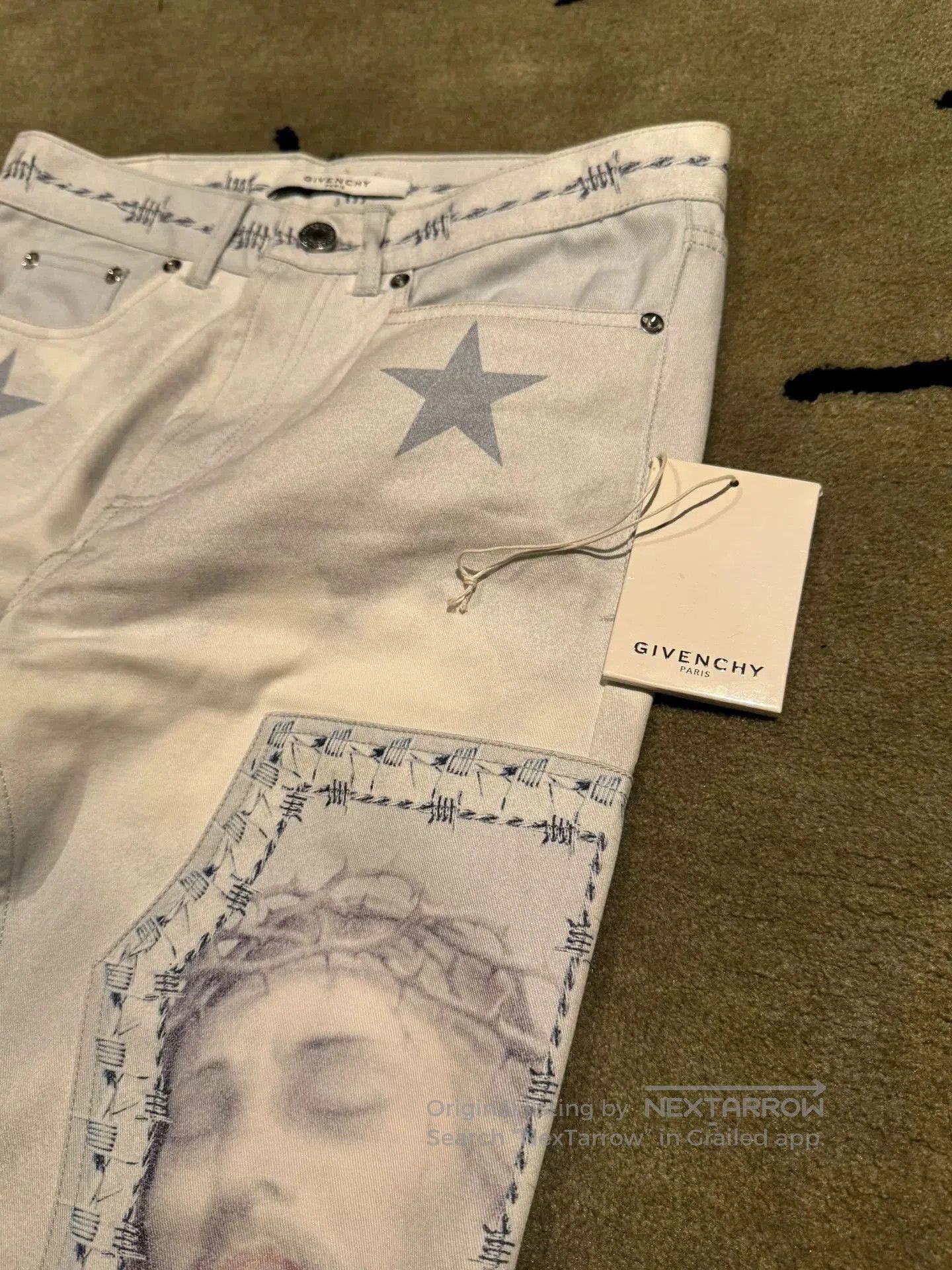 Givenchy givenchy paris jesus print denim pants. Size US 31 - 2 Thumbnail