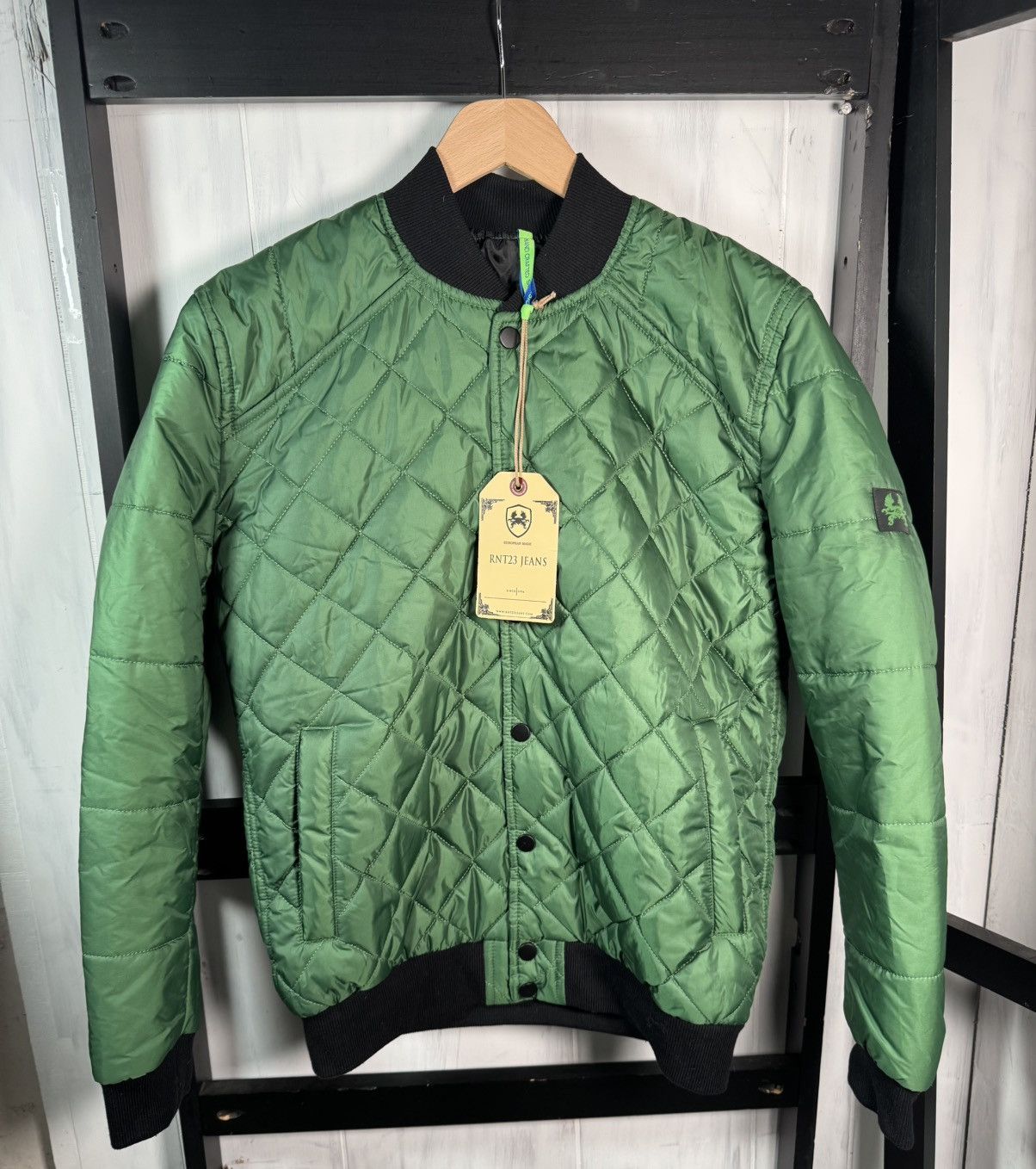 RNT23 RNT23 JEANS Insulated Black/Green Quilted Bomber, Medium Size US M / EU 48-50 / 2 - 1 Thumbnail