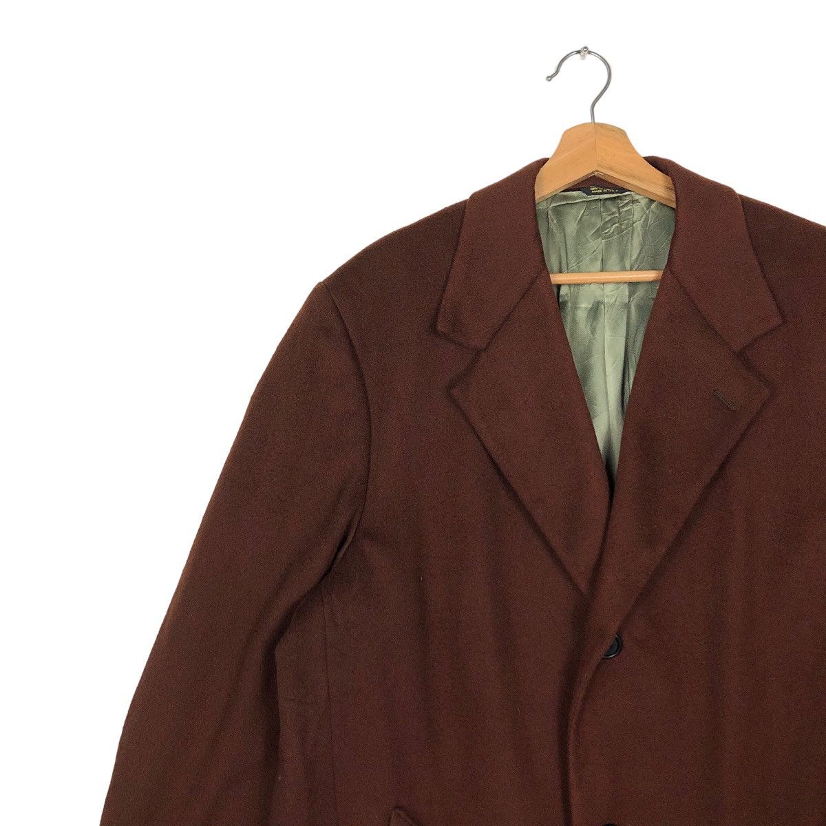 Japanese Brand 🔥Rich Brown - Long Fly Coats Wool Double Breast Green Label Size US M / EU 48-50 / 2 - 6 Thumbnail