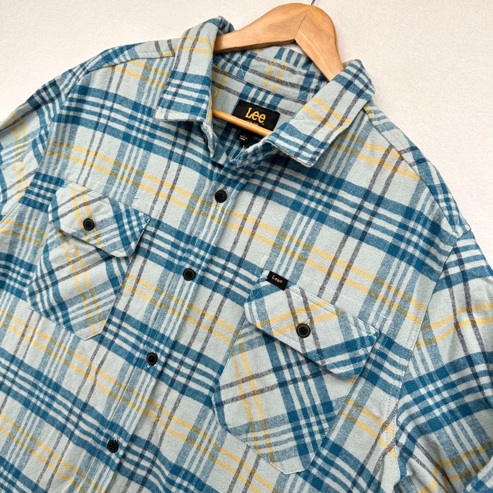 Lee Lee Shirt XL Men Button-Down Flannel Light Blue Plaid NEW With Tags Workwear Size US XL / EU 56 / 4 - 2 Thumbnail