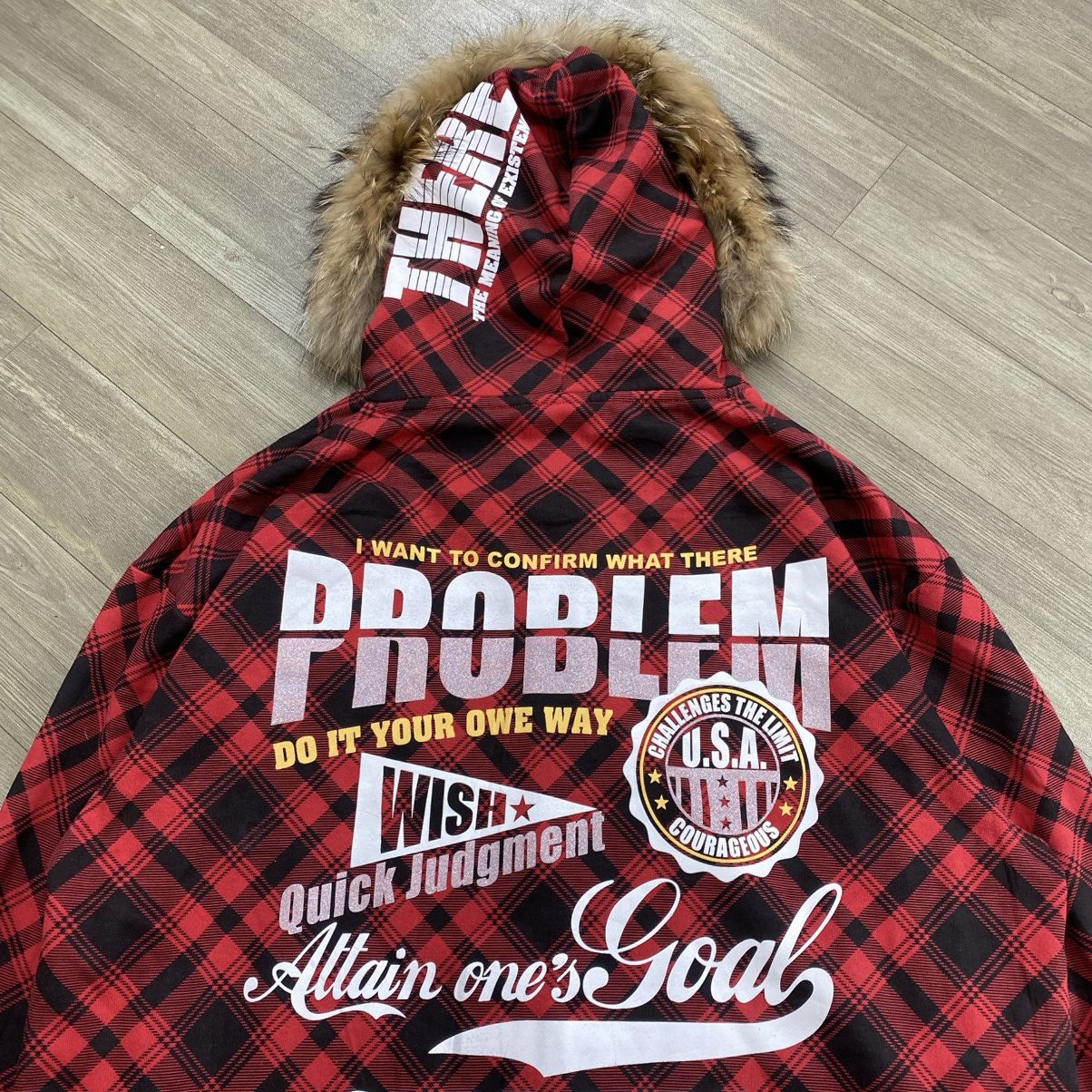 Le Grande Bleu (L.G.B.) 2000s Excuse Plaid Hysteric Glamour Lgb Style Zip Fur Hoodie Size US XXL / EU 58 / 5 - 17 Thumbnail
