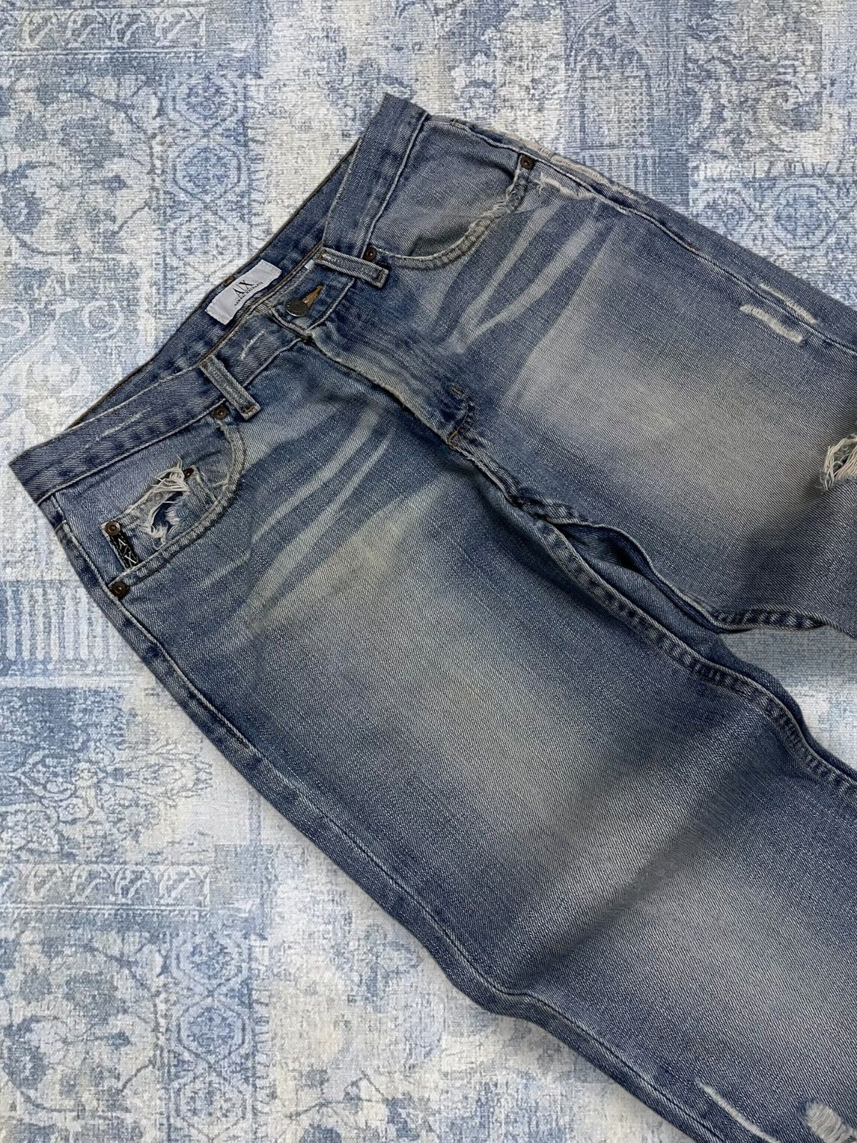 Armani Exchange Vintage Designer Armani Exchange Distressed Blue Denim Size US 30 / EU 46 - 5 Thumbnail