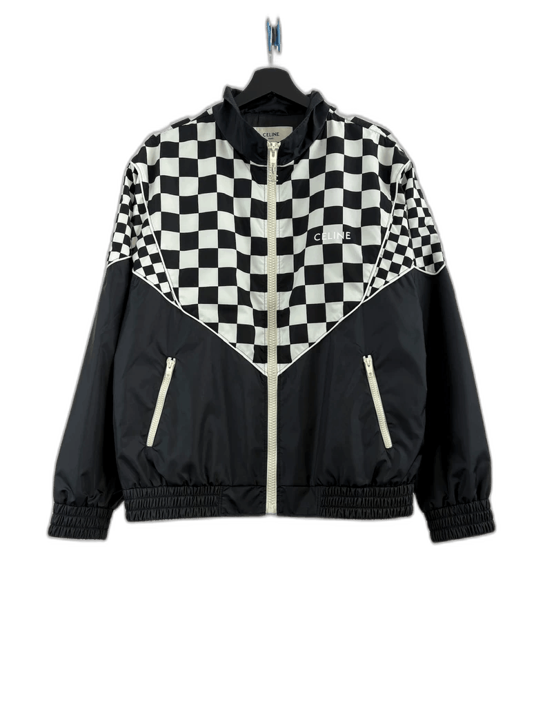 Celine Black and White Checkered Zip Jacket