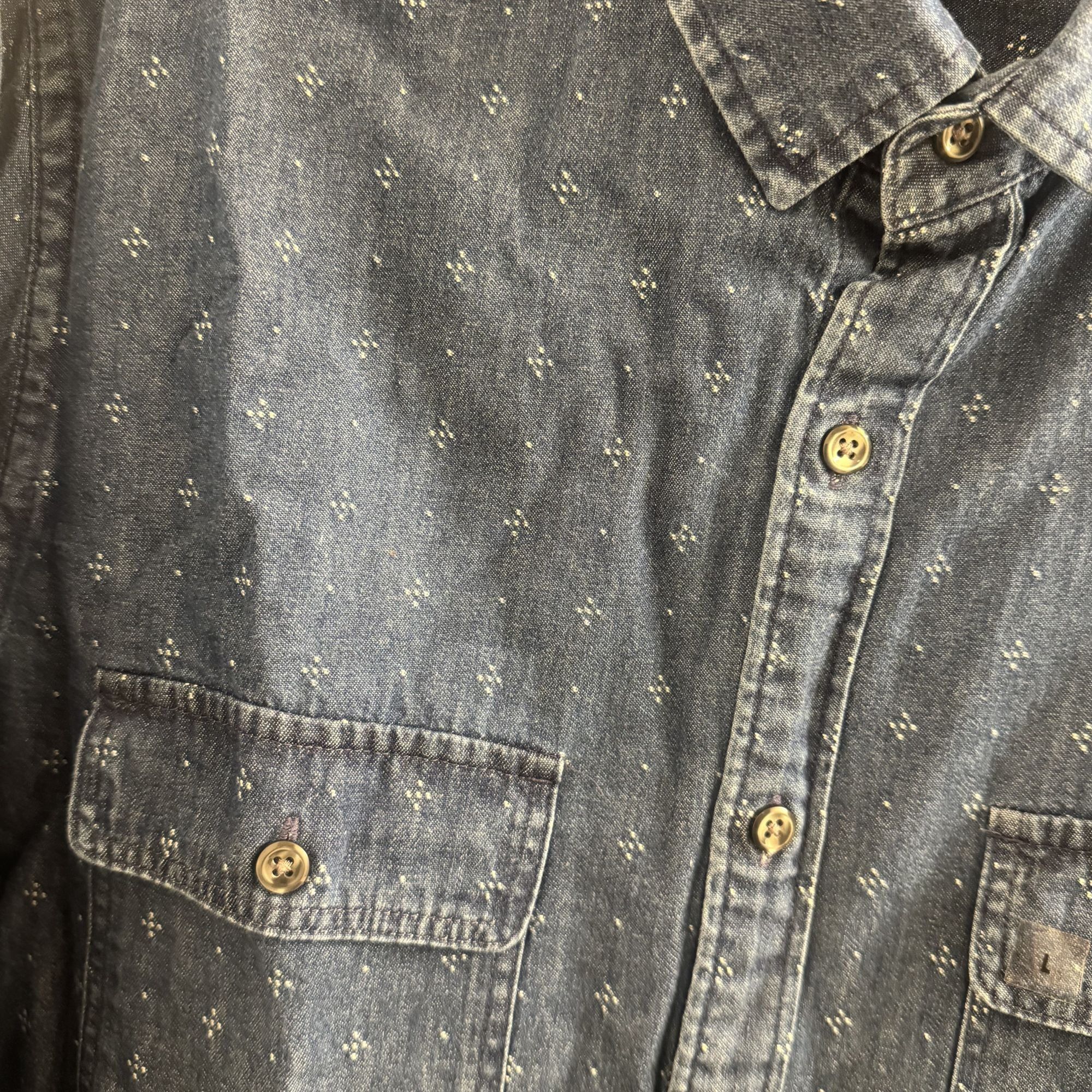 Express Express Demin Shirt Mens Large Poke Dots Long Sleeve Size US L / EU 52-54 / 3 - 7 Thumbnail