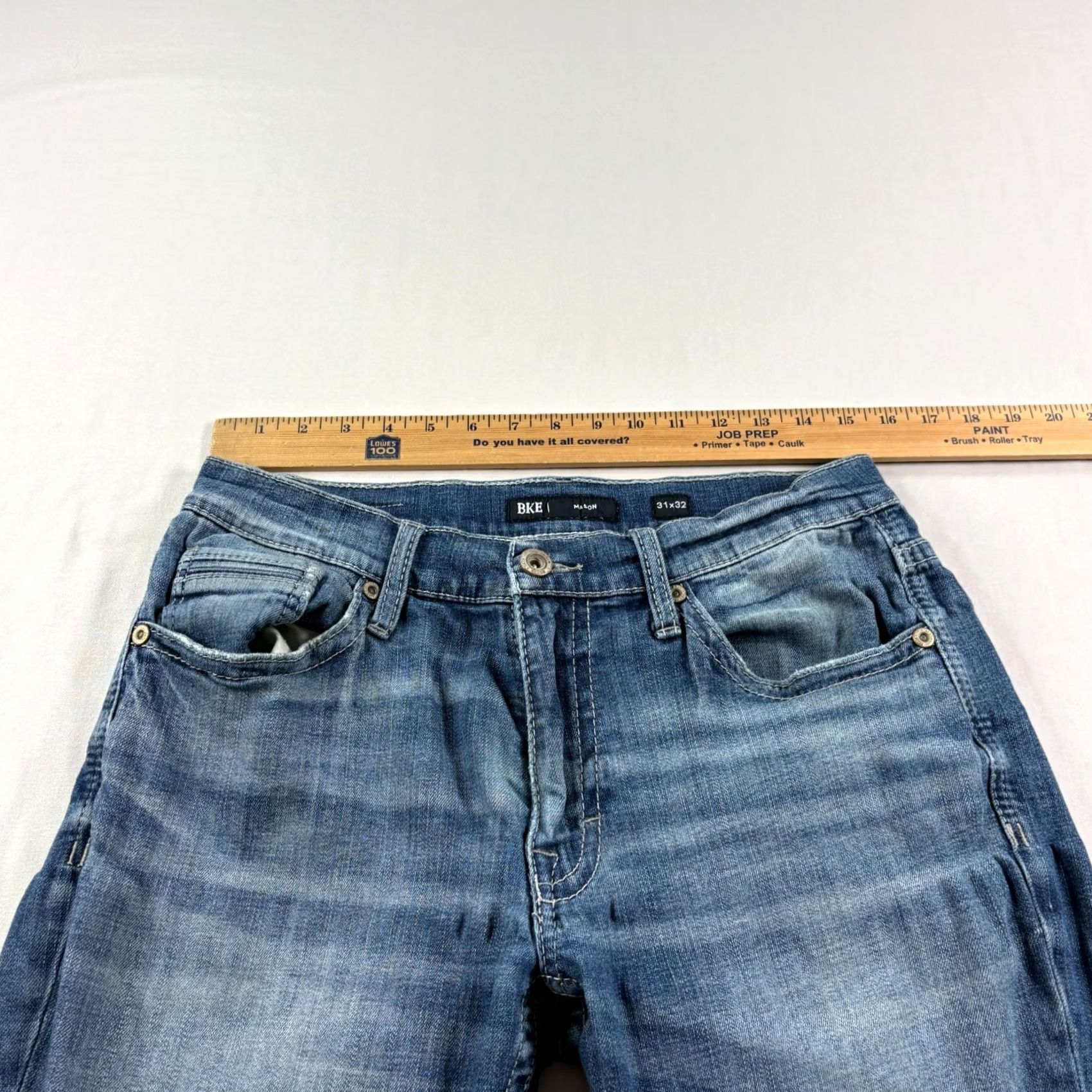 BKE BKE Jeans Mens 31x32 Blue Mason Tapered Distressed Denim Medium Wash Size US 31 - 6 Thumbnail