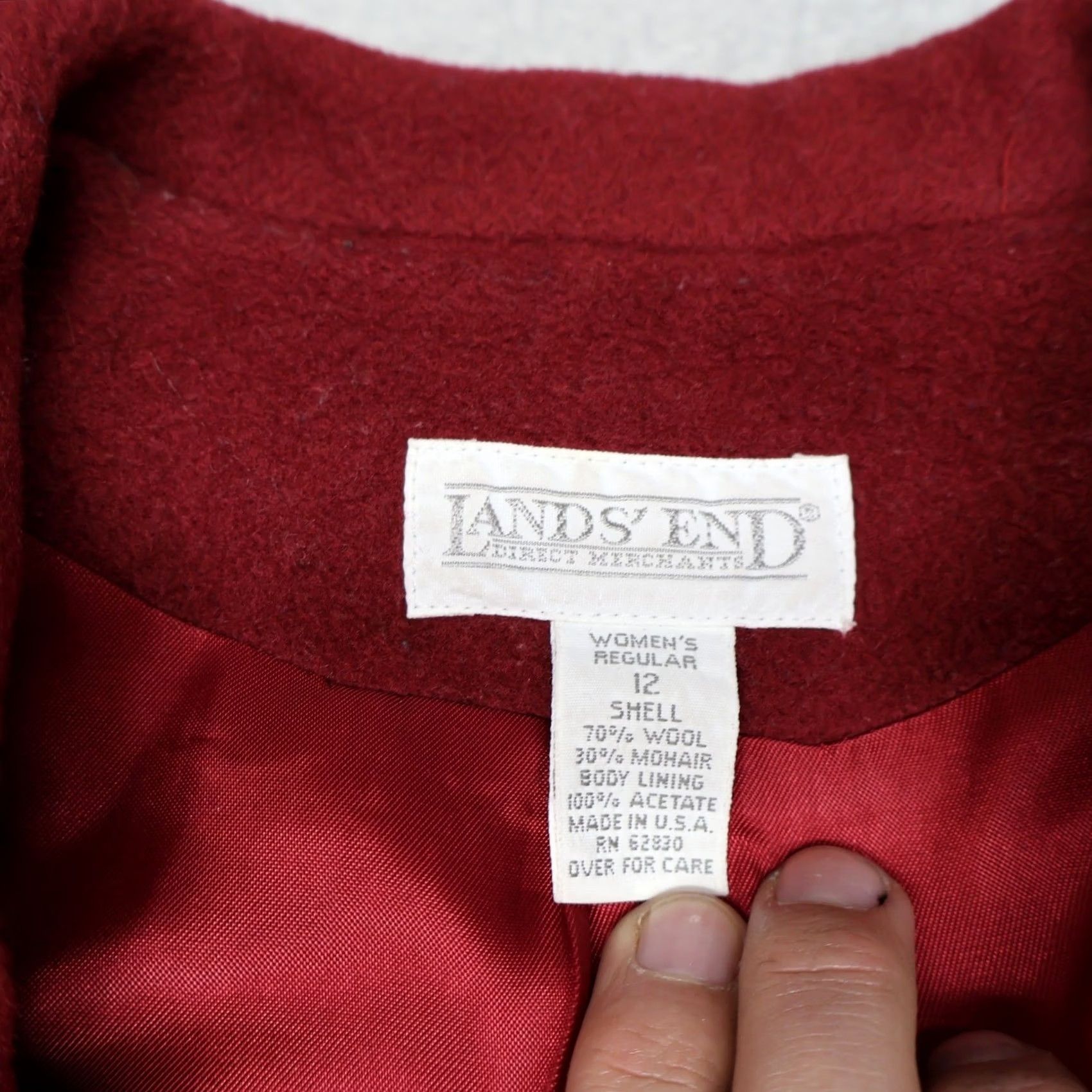 Lands' End VINTAGE Lands' End Coat Womens 12 Red Wool Blend Winter Chore Jacket Coat Button Front Lined Mid-Length USA Made Mens Womens Size XL / US 12-14 / IT 48-50 - 4 Thumbnail