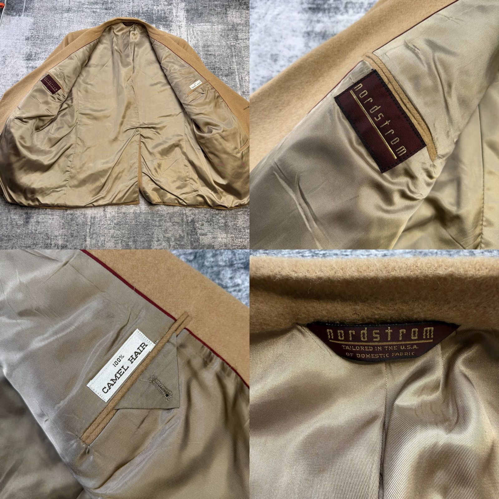 Nordstrom VTG Nordstrom Camel Hair Blazer Jacket Men's 50L Beige Solid Single-Breasted 2-Button Notch Lapel Old Money Academia Coat/Blazer Mens Size 50R - 9 Thumbnail