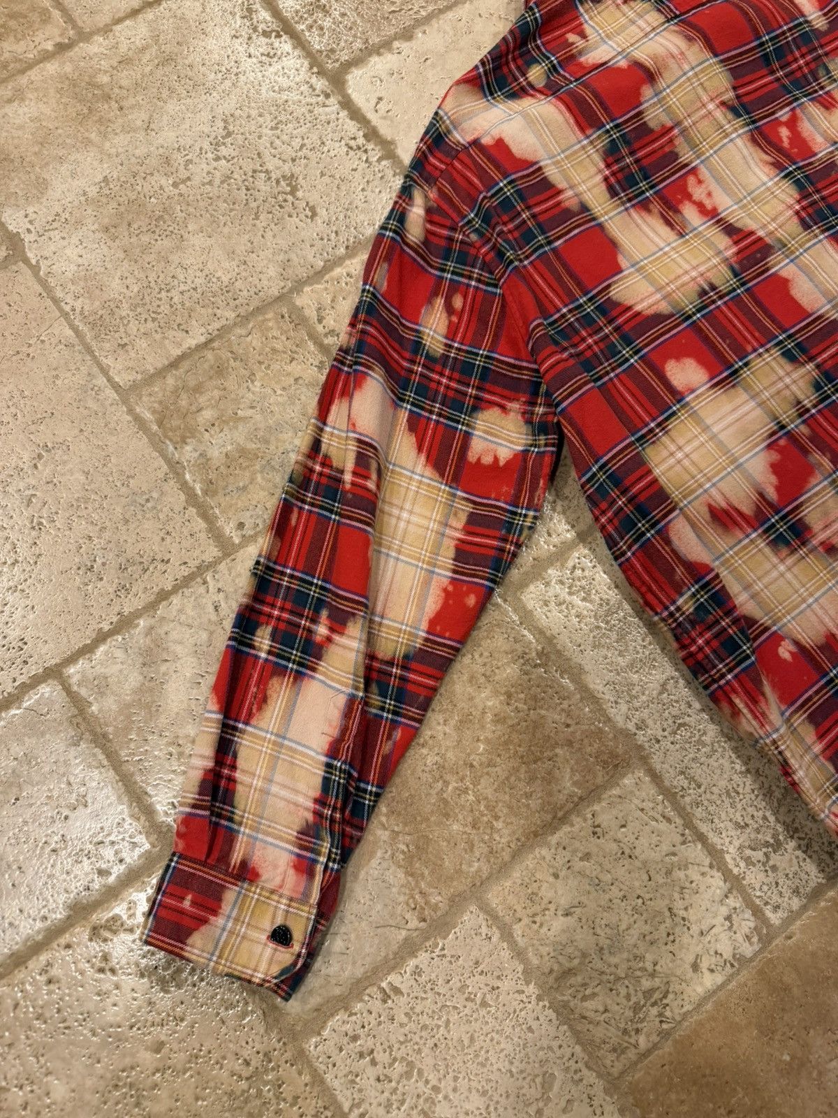 Celine Celine x Hedi FW23 Bleached Tartan Plaid Red Flannel Shirt Size US XL / EU 56 / 4 - 13 Thumbnail