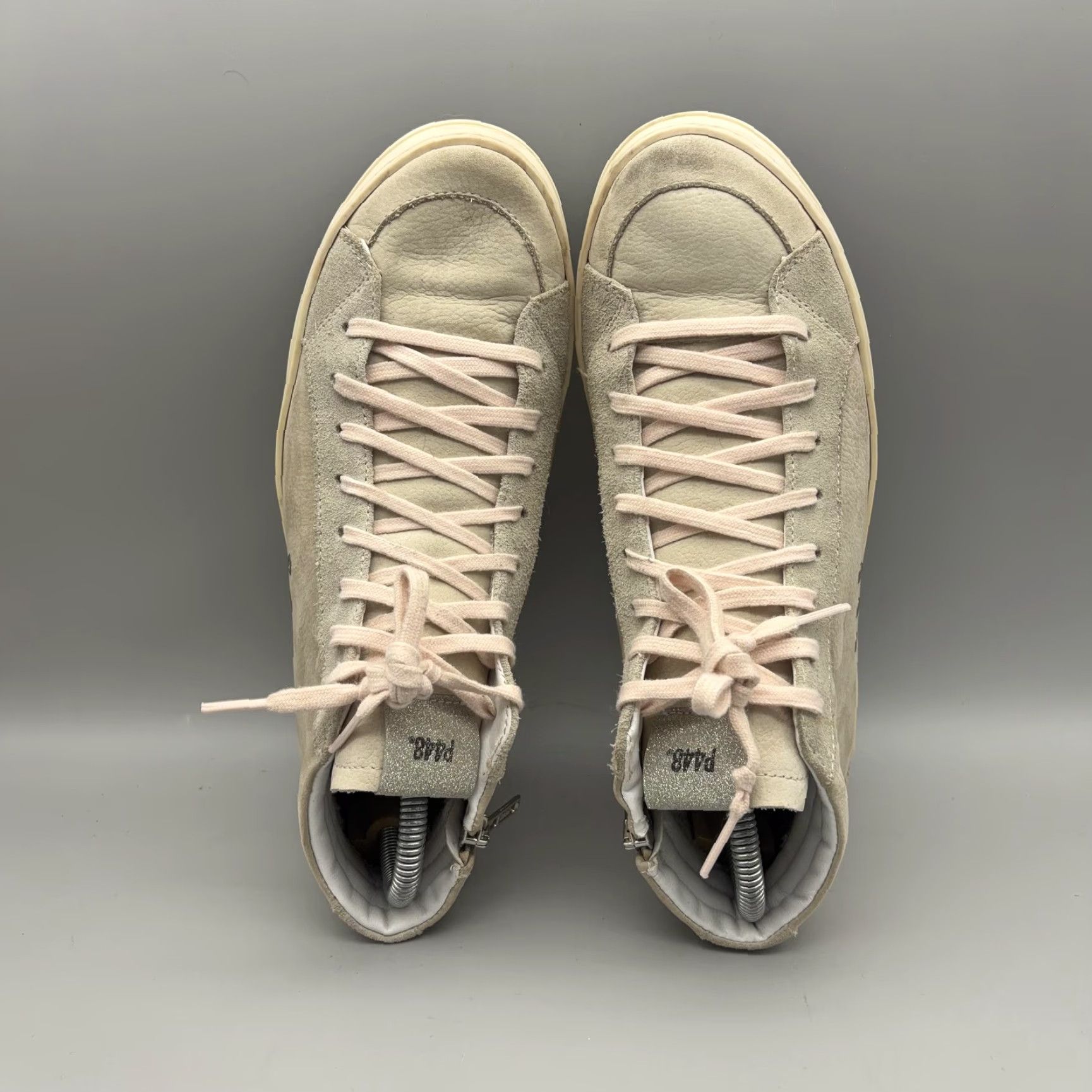 P448 P448 Shoes Womens Beige Suede Mid Top Zipper Sneakers Lined Casual Walking Size 38 EU 38 US 7.5 Shoes Mens Womens Girls Boys Size S / US 4 / IT 40 - 7 Thumbnail