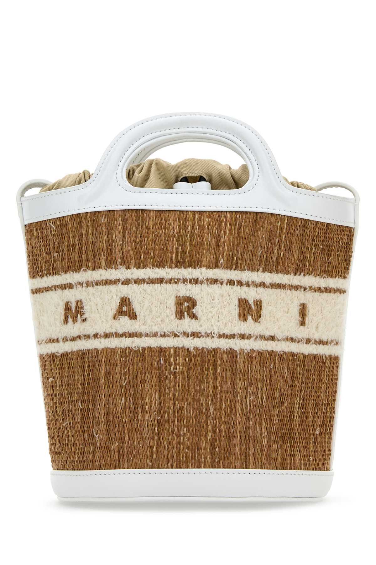 Marni Two-Tone Raffia And Leather Tropicalia Bucket Bag Size ONE SIZE - 1 Thumbnail