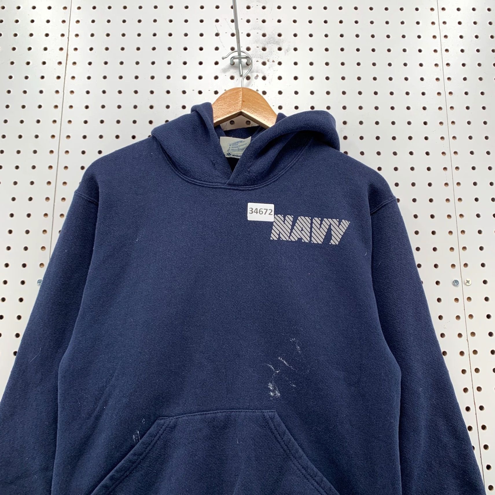 Spell VINTAGE US NAVY Hoodie Mens S Blue Reflective Spell Out 19x23.5 Sweatshirt Size US S / EU 44-46 / 1 - 3 Thumbnail