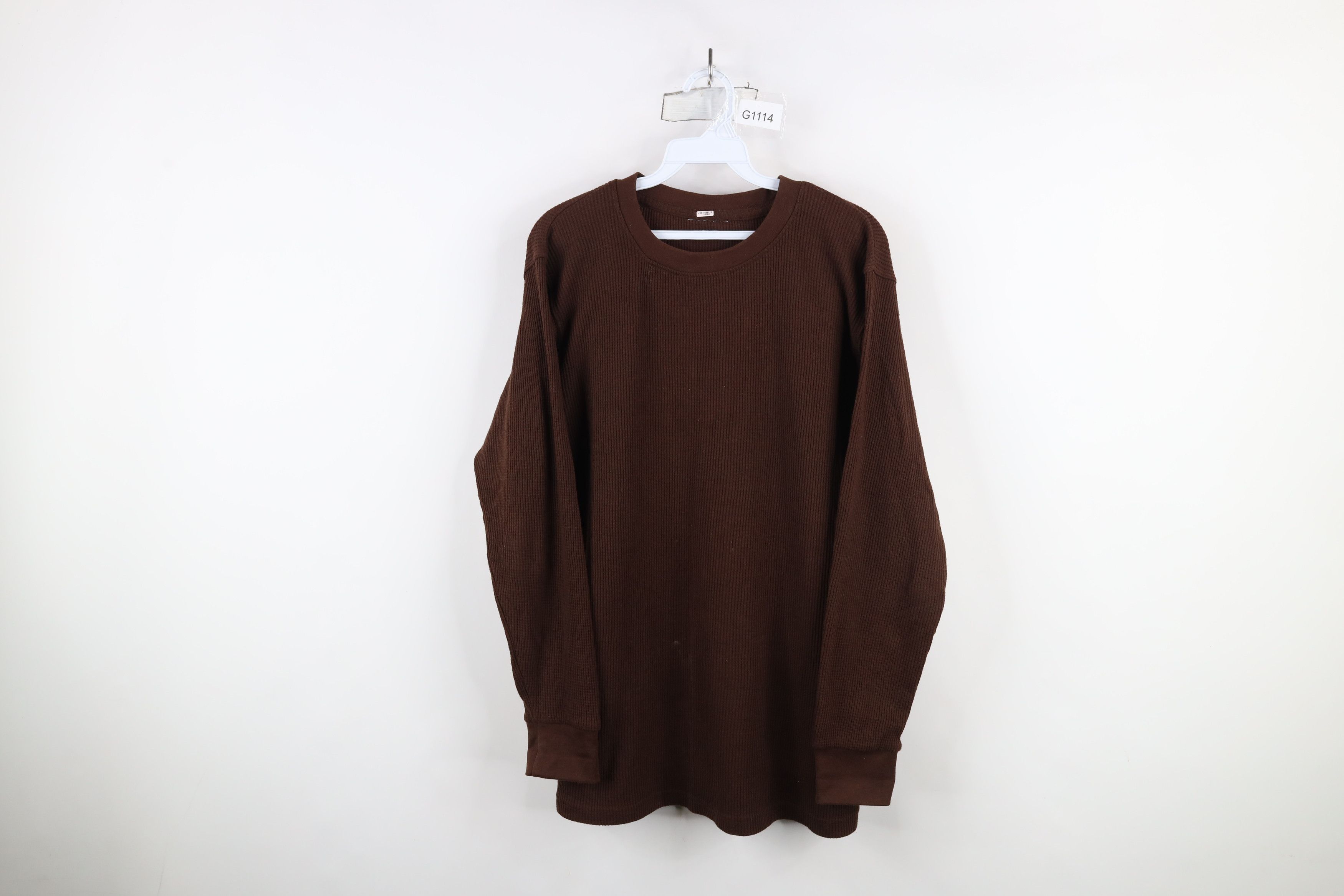 Vintage Vintage 90s Y2K Streetwear Knit Long Sleeve T-Shirt Brown Size US M / EU 48-50 / 2 - 1 Thumbnail