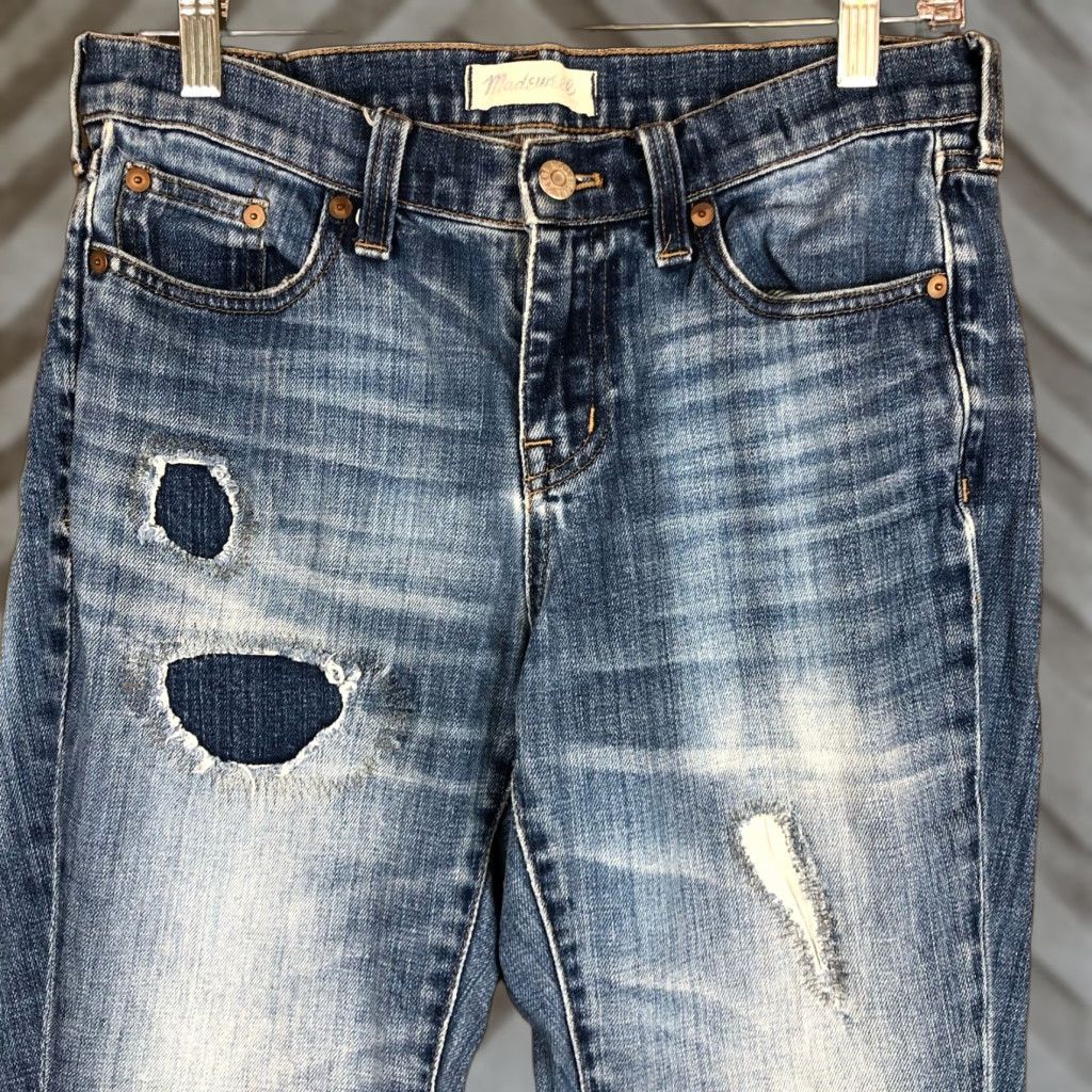 Madewell Madewell Jeans Blue Distressed Stretch Boyjean 26 Women's Regular Denim Mid Rise 28in Inseam 5-Pocket Size 26 Size 26" / US 2 / IT 38 - 1 Thumbnail