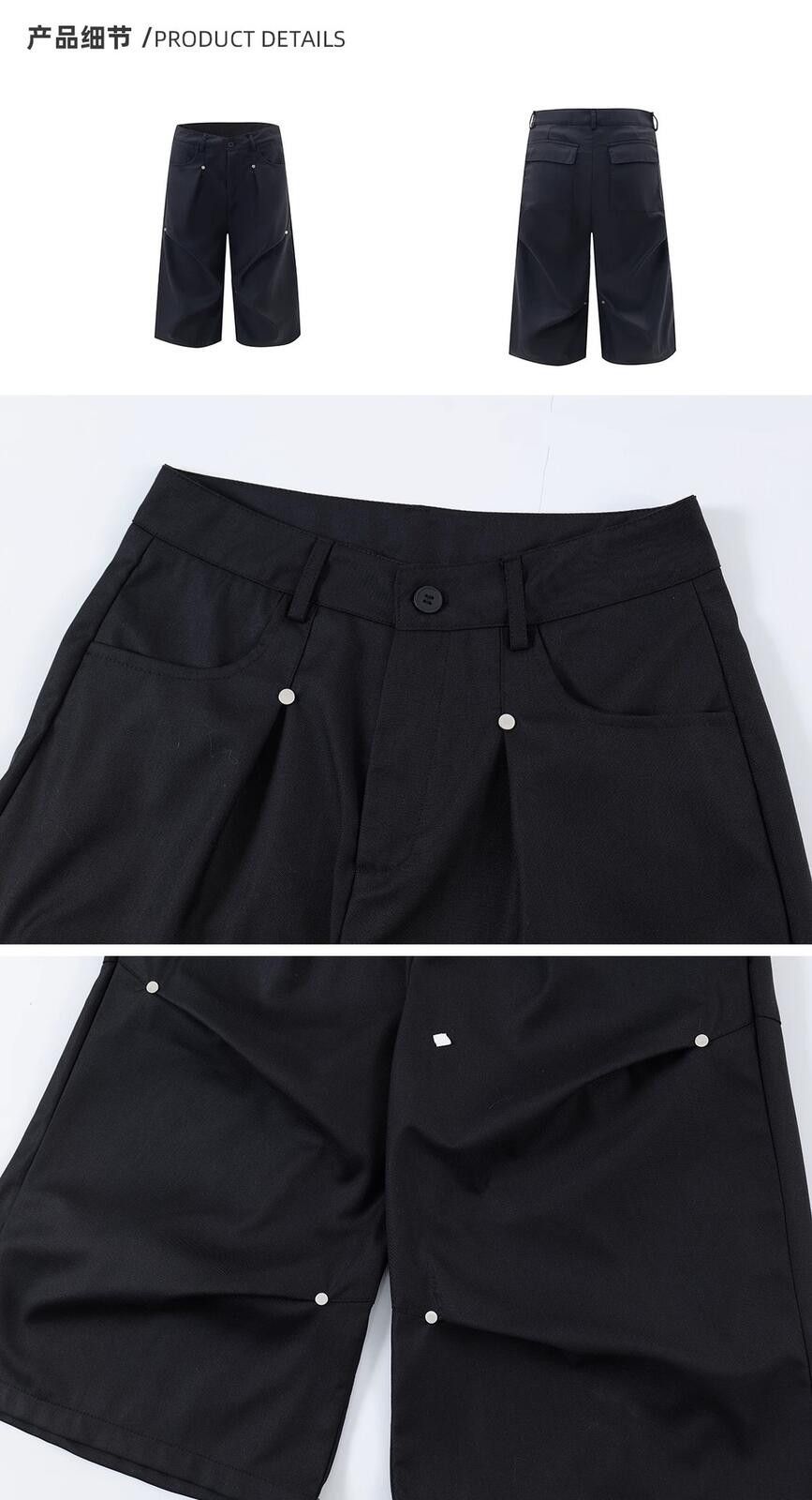 Other Pleated Black Wide-Leg Cargo Bermuda Shorts Size US 28 / EU 44 - 6 Thumbnail