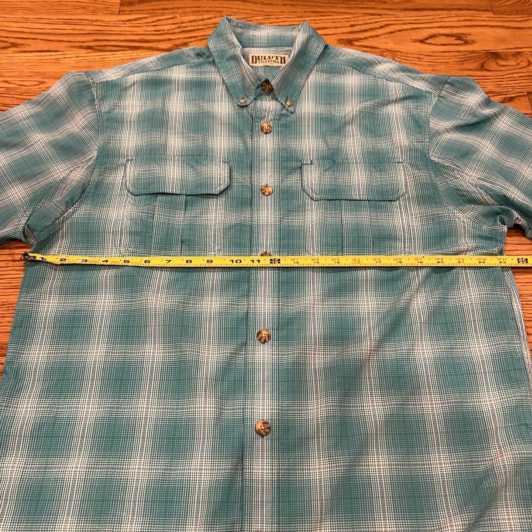 CO Duluth Shirt Blue Plaid Button-Down Short Sleeve Mens L Casual Business Travel Workwear Size US L / EU 52-54 / 3 - 6 Thumbnail