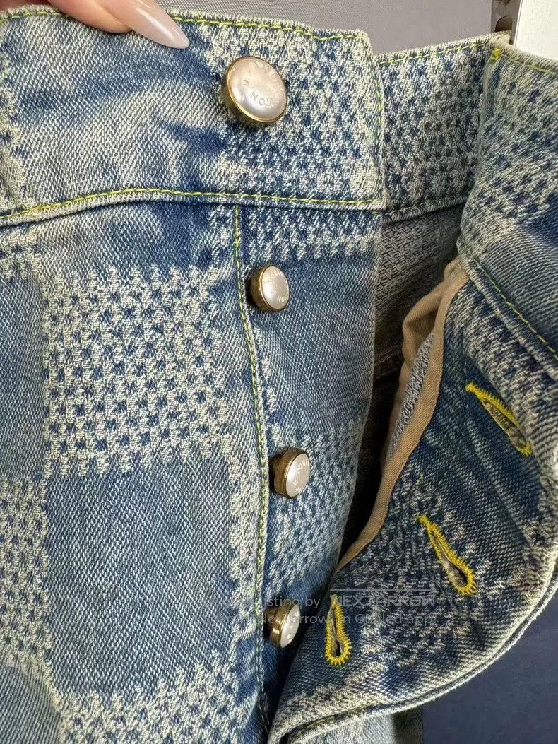 Louis Vuitton Louis Vuitton Blue Checkerboard Jeans. Size US 32 / EU 48 - 4 Thumbnail
