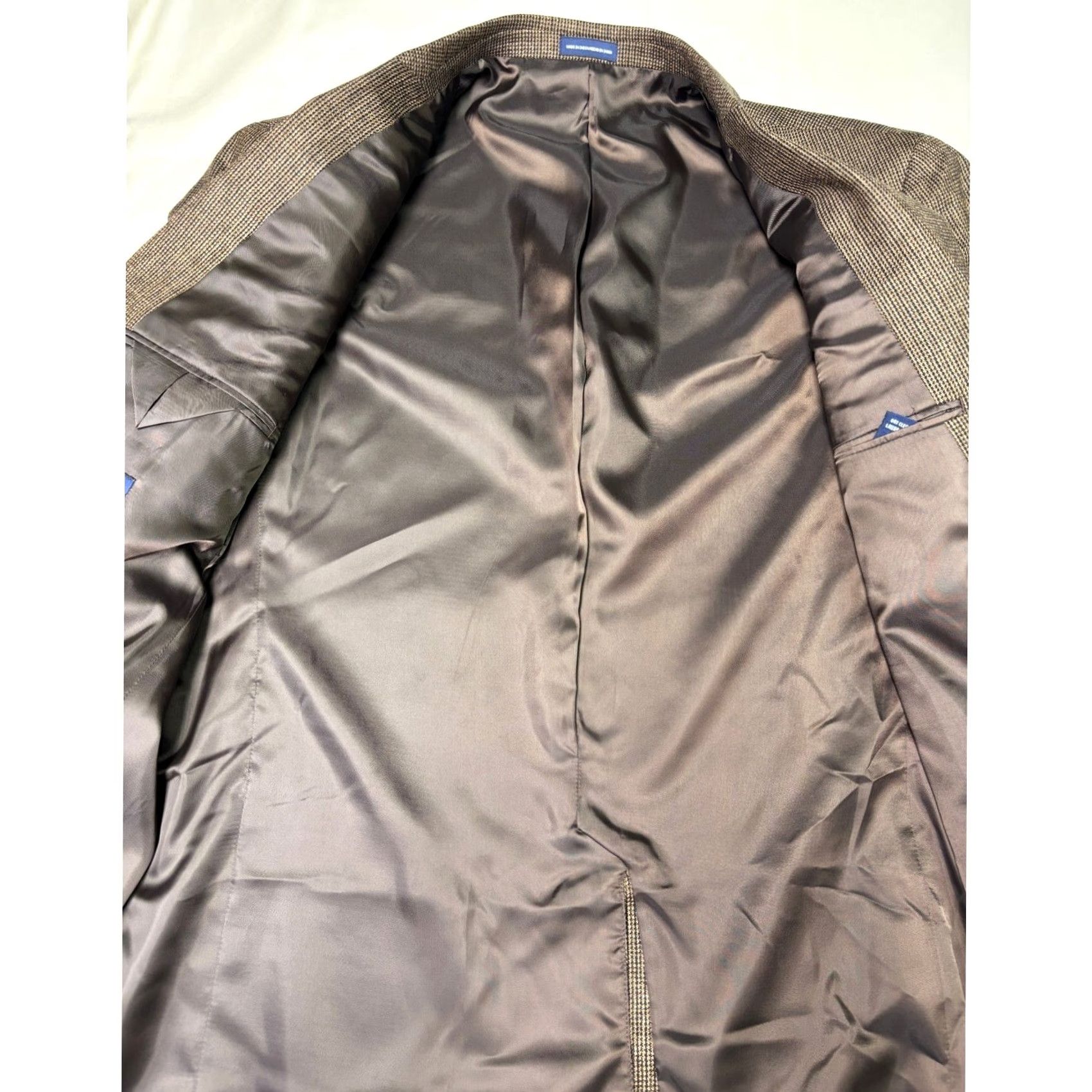 Stafford Stafford Essentials Wool Blend Blazer Brown Herringbone Three-Button Notch Lapel Long Single-Vented Men 44 Big & Tall Wool, Polyester Xl? Size 44R - 6 Thumbnail