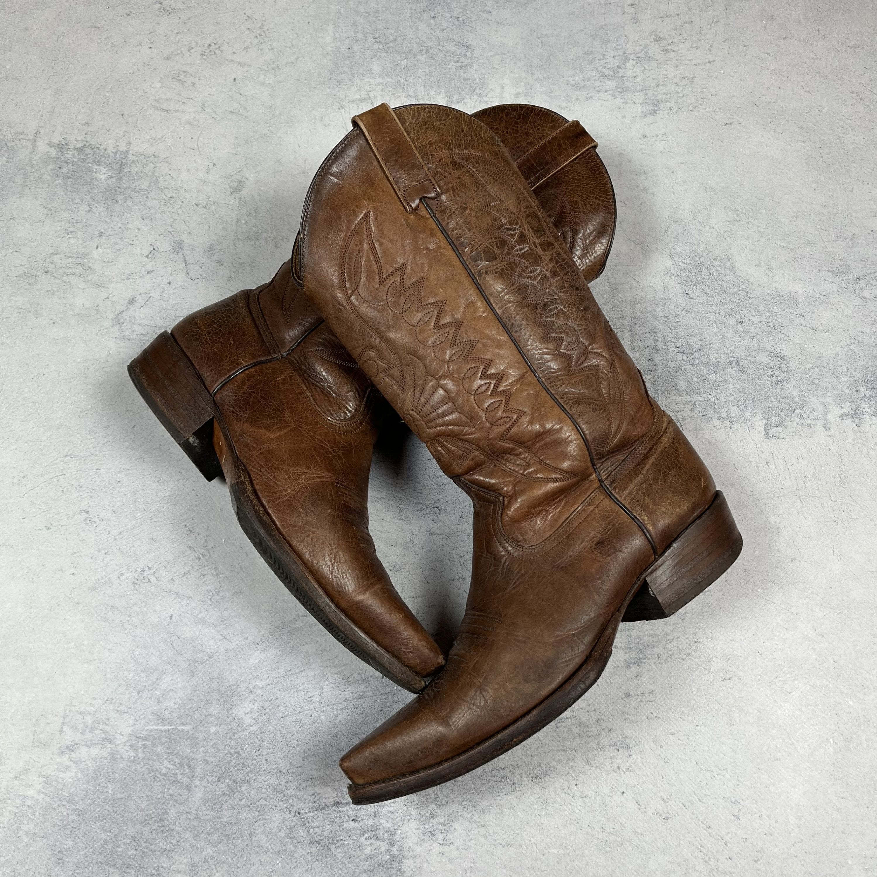 Buffalo London Vintage Buffalo Western Brown Leather Cowboy Boots 90’s Size US 9 / IT 39 - 1 Thumbnail