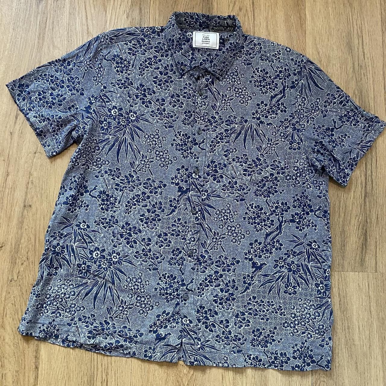 Other Blue floral Hawaiian Linen shirt #HawaiianShirt Vintage y2k Size US XL / EU 56 / 4 - 1 Thumbnail