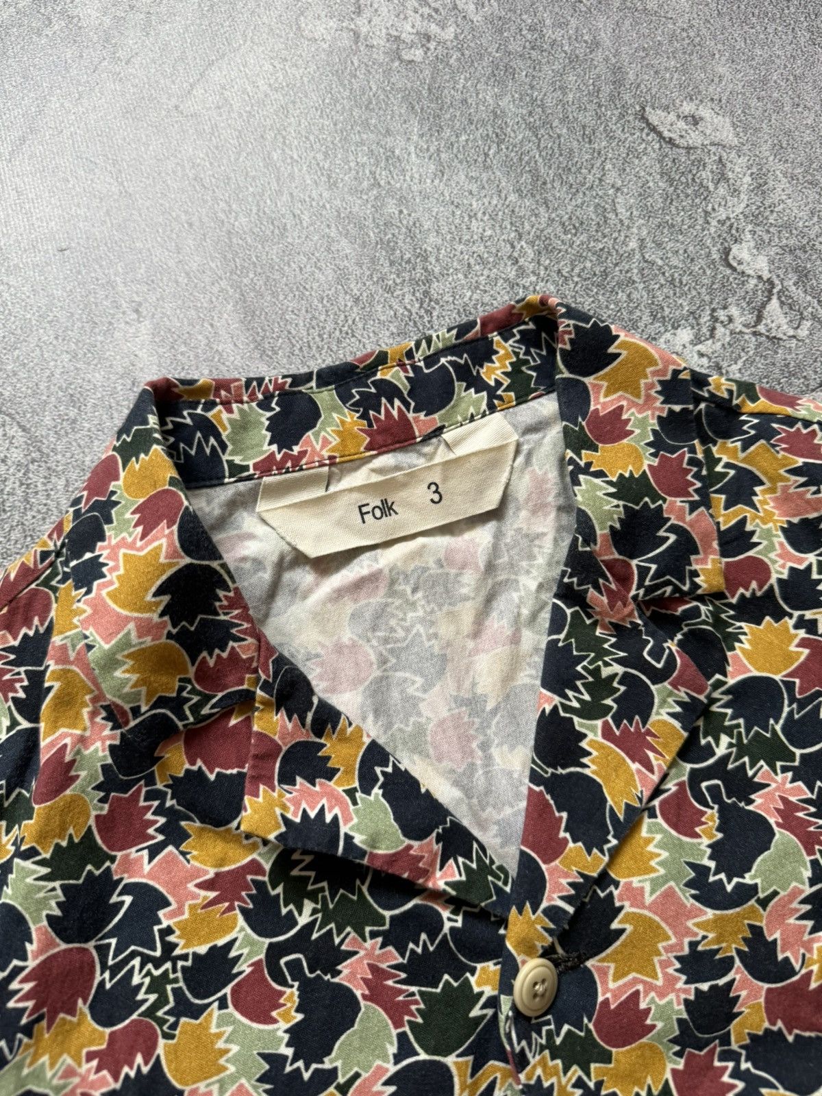 Designer × Folk Folk 3 all printed leaves🍁 flowers shirt button short sleeve Size US L / EU 52-54 / 3 - 7 Thumbnail