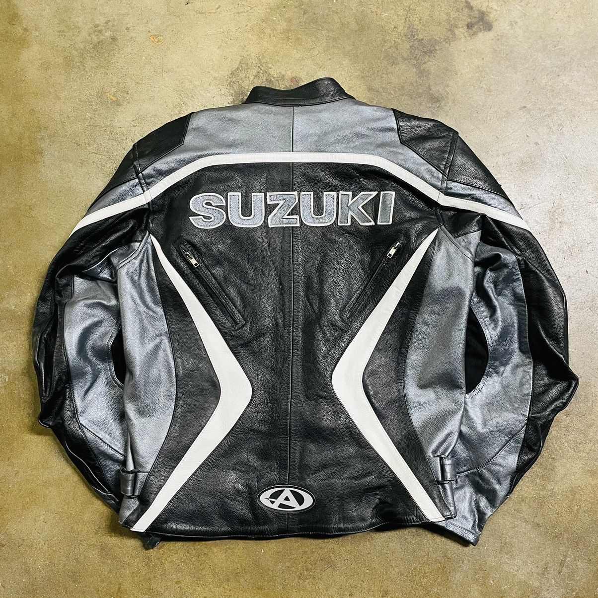 image of Avant Garde x Vintage Suzuki Motorcycle Agv Sport Leather Jacket in Black, Men's (Size Medium)